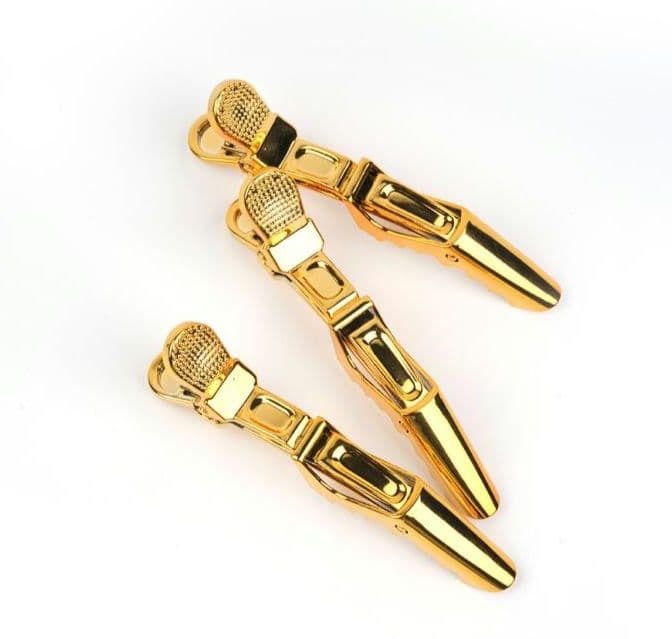 775　ダッカール 6本 ゴールド　金 ワニクリップ メタリック　ヘアクリップ_画像2