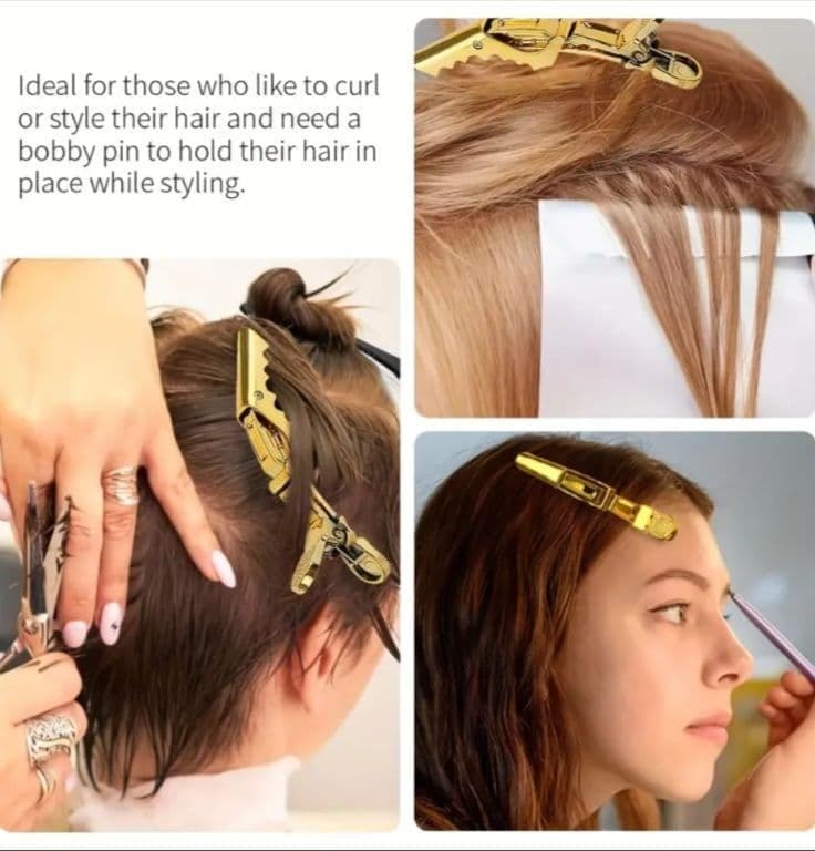 775　ダッカール 6本 ゴールド　金 ワニクリップ メタリック　ヘアクリップ_画像8