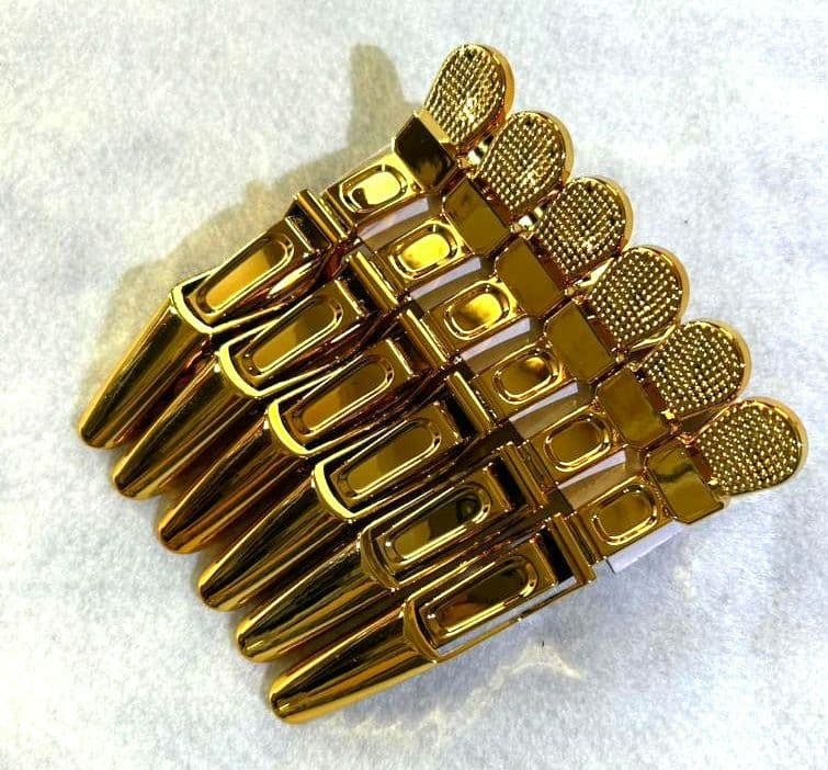 775　ダッカール 6本 ゴールド　金 ワニクリップ メタリック　ヘアクリップ_画像7