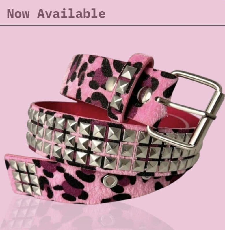 729 レオパード柄 ヒョウ柄　ピンク スタッズ　ベルト Y2Kファッション　_画像1