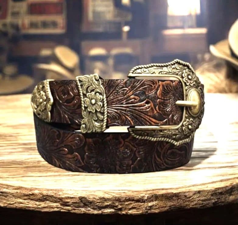 727 ウエスタンベルト ゴールド　アメリカ メンズベルト ブラウン y2k ユニセックス　男女兼用_画像1