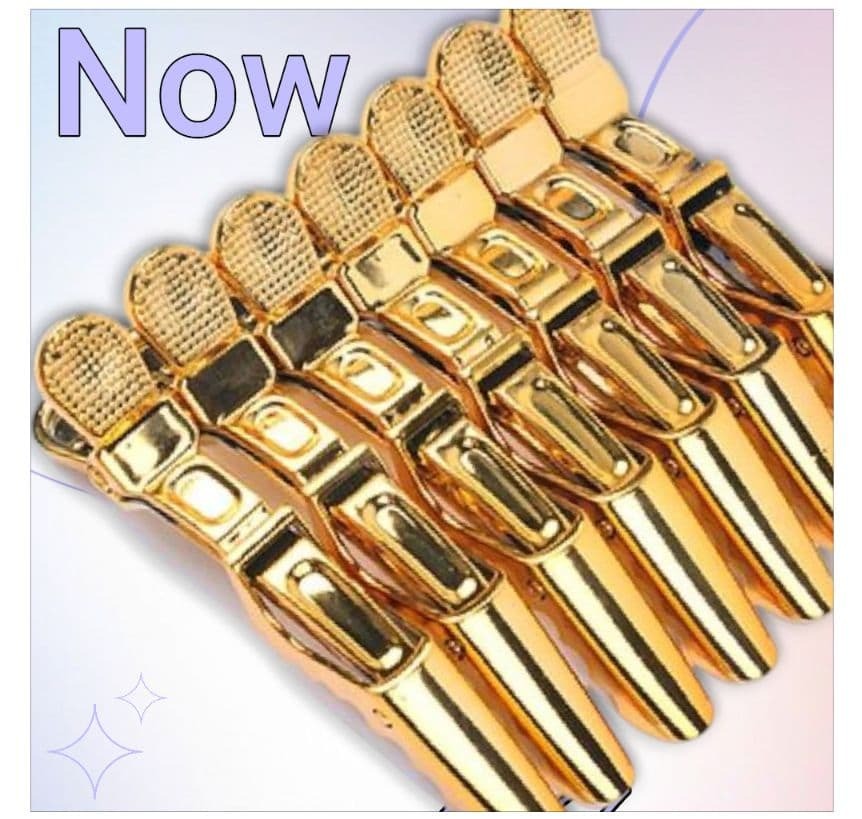 775　ダッカール 6本 ゴールド　金 ワニクリップ メタリック　ヘアクリップ_画像1