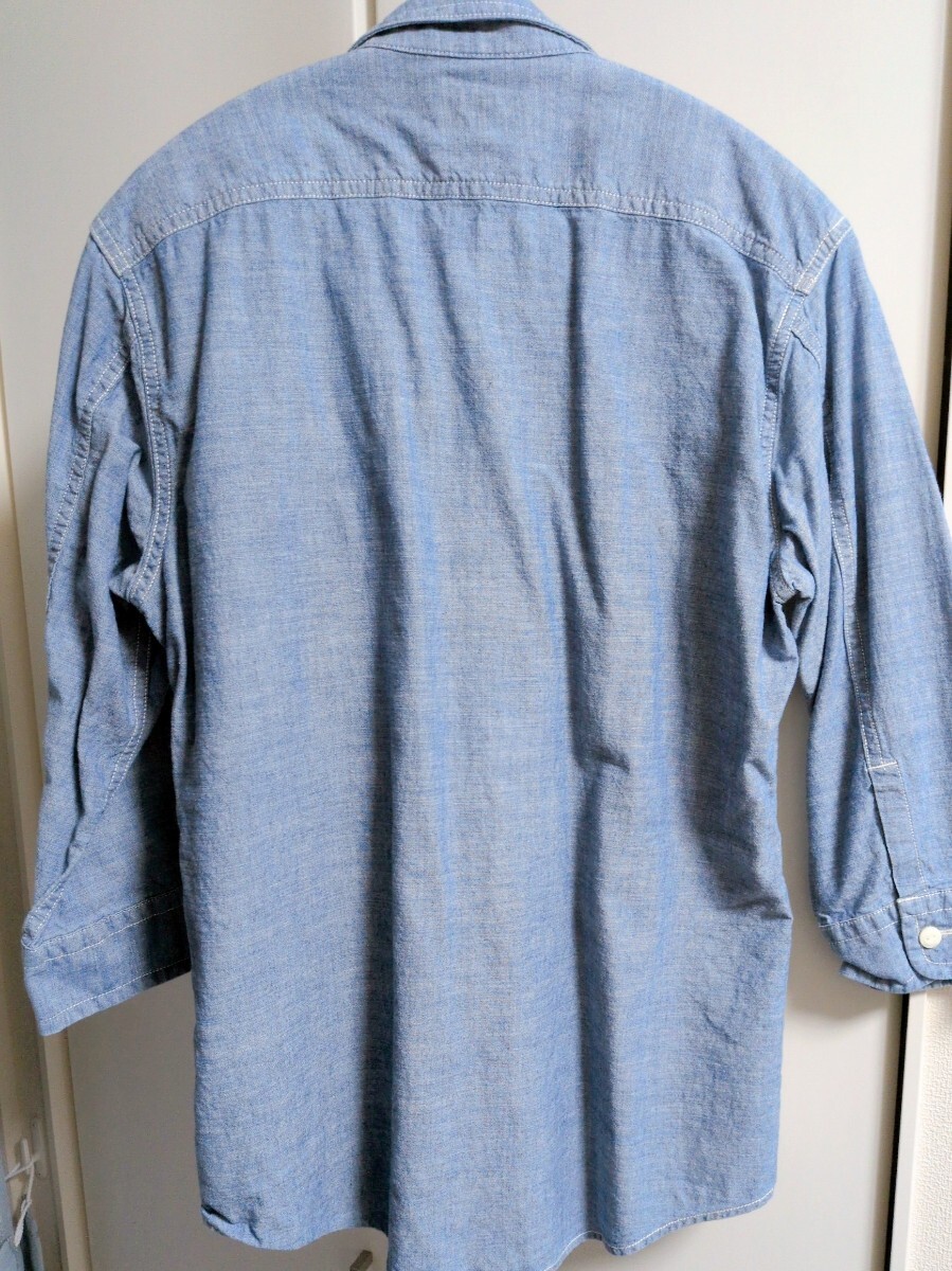 ユニクロ ダンガリーシャツ Sサイズ メンズ ブルー 襟付き 7分丈_画像2