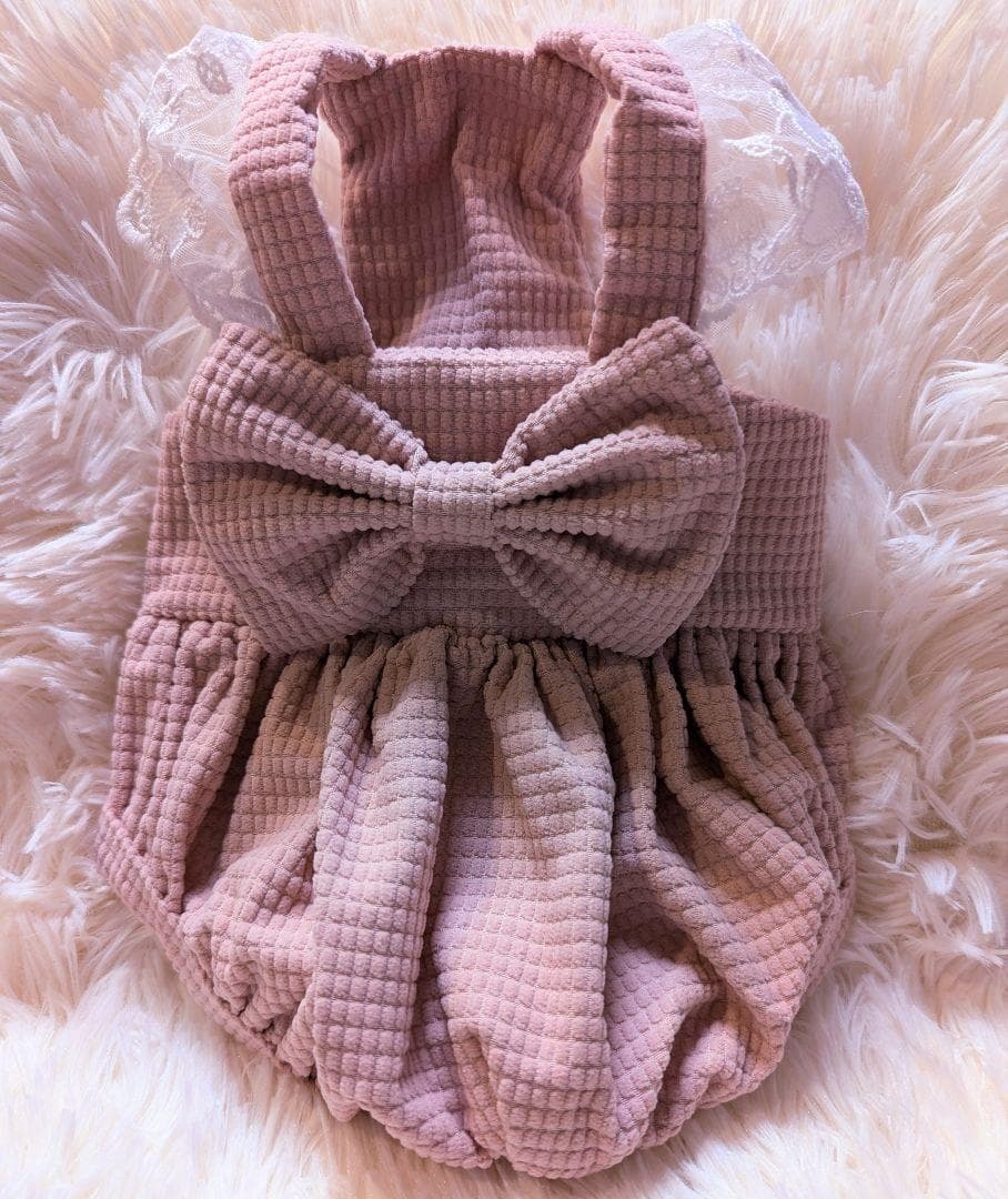 ②新品　L　リボン付き　犬服　コーデュロイ　ペット服　ドッグウェア ピンク_画像8