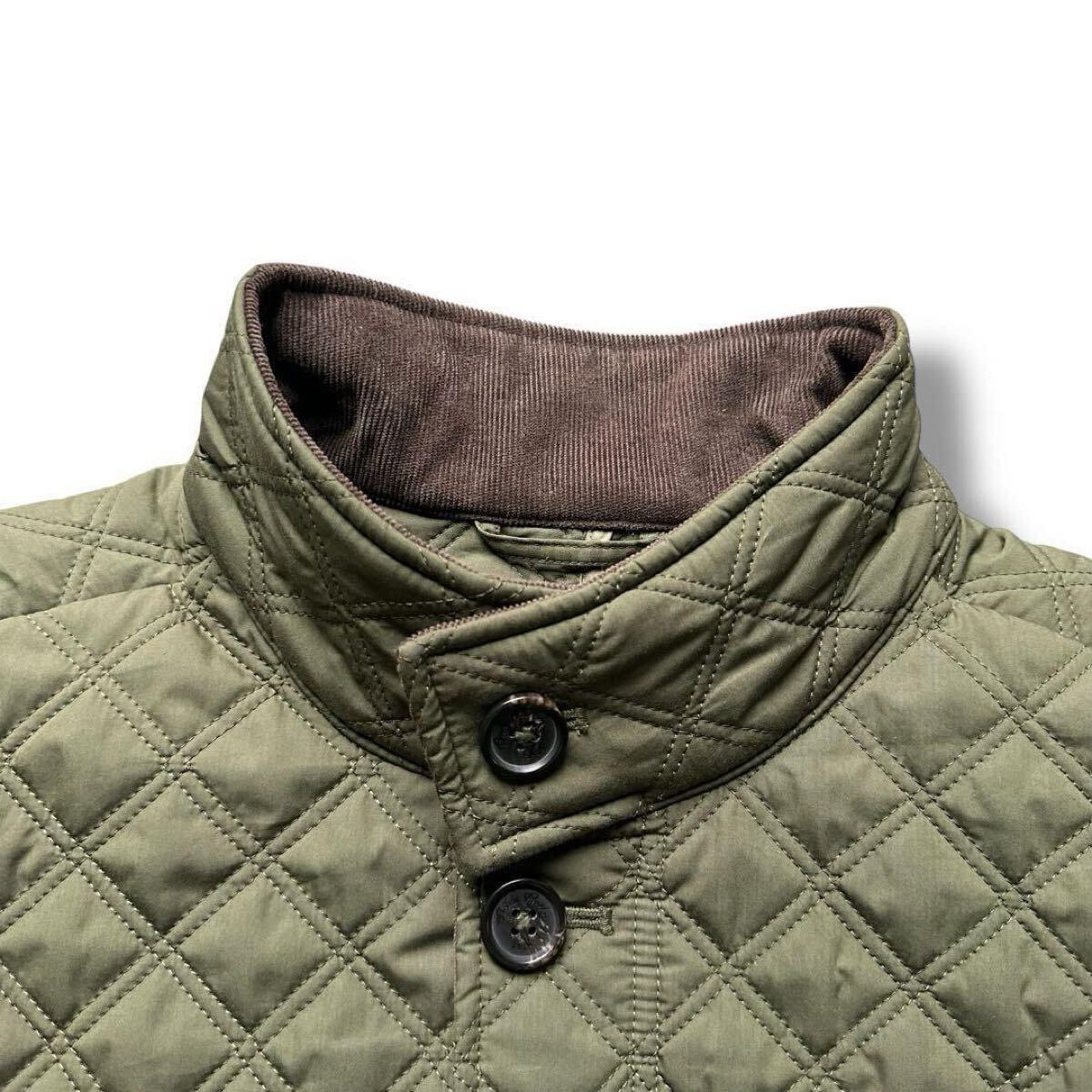 極美品 希少 XL ブルックスブラザーズ BROOKS BROTHERS メンズ キルティングジャケット エルボーパッチ チェック コーデュロイ 緑 グリーン_画像5