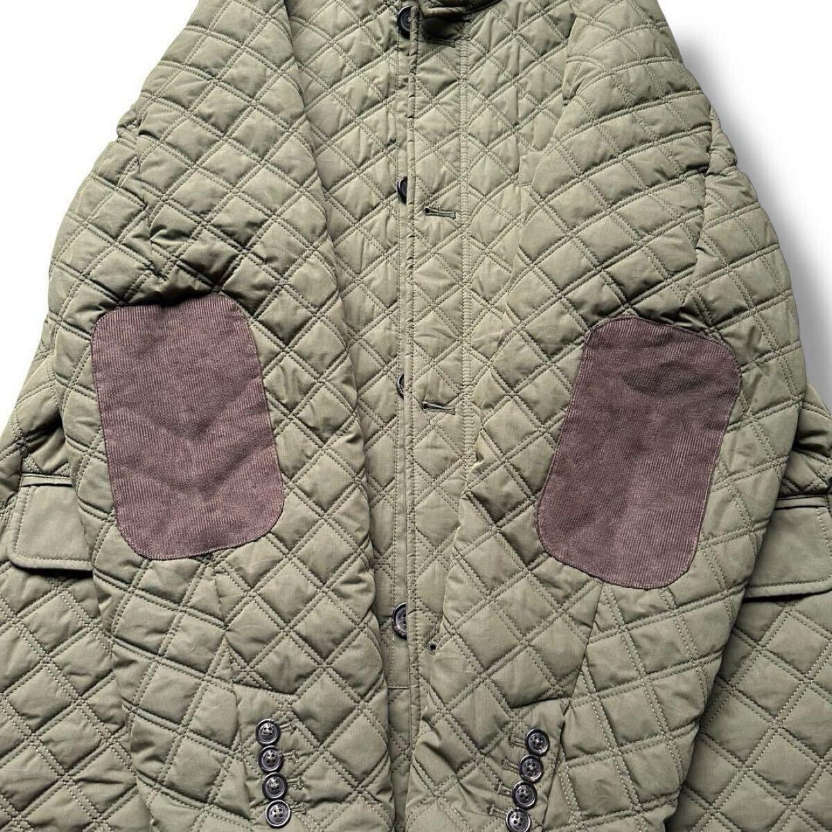 極美品 希少 XL ブルックスブラザーズ BROOKS BROTHERS メンズ キルティングジャケット エルボーパッチ チェック コーデュロイ 緑 グリーン_画像7