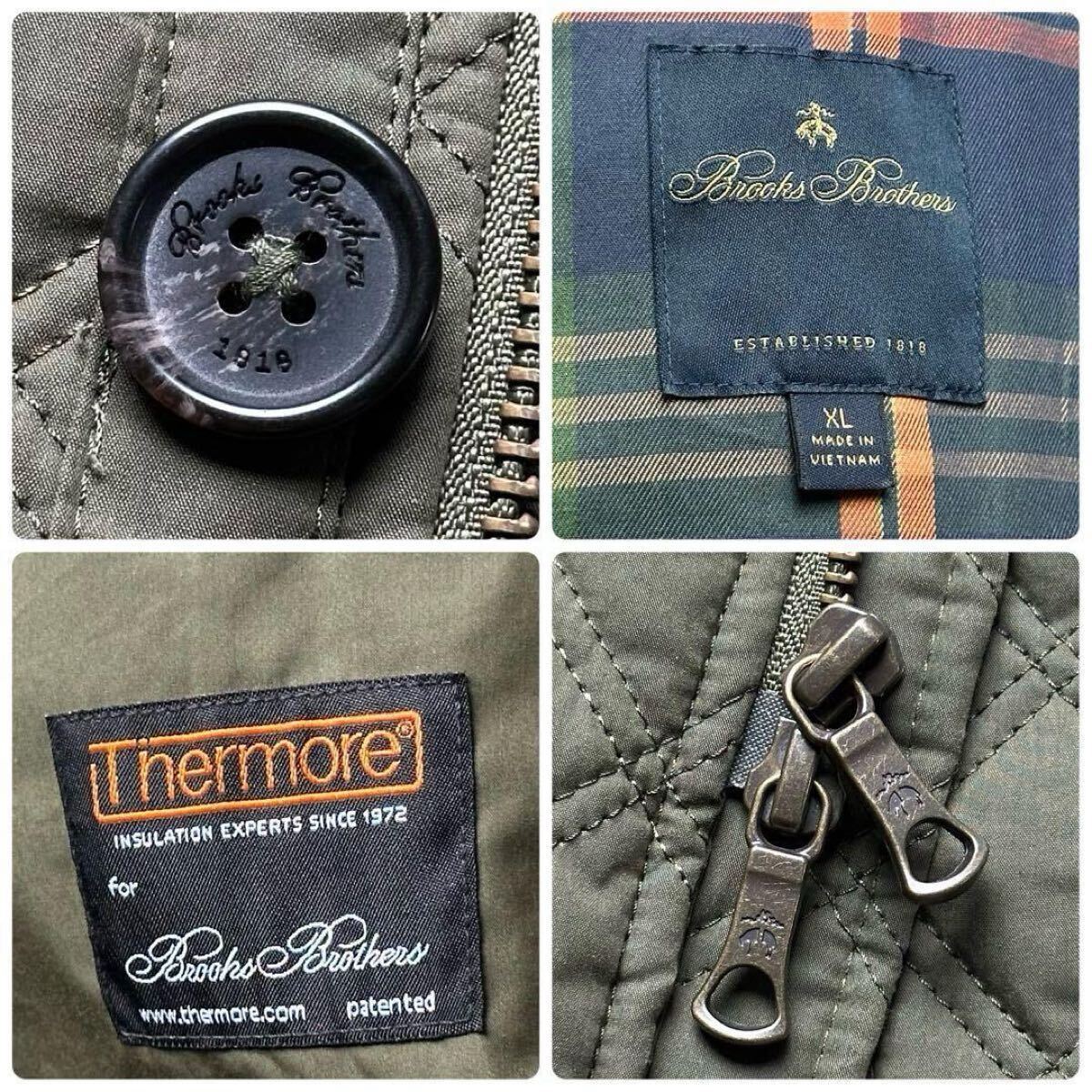 極美品 希少 XL ブルックスブラザーズ BROOKS BROTHERS メンズ キルティングジャケット エルボーパッチ チェック コーデュロイ 緑 グリーン_画像10
