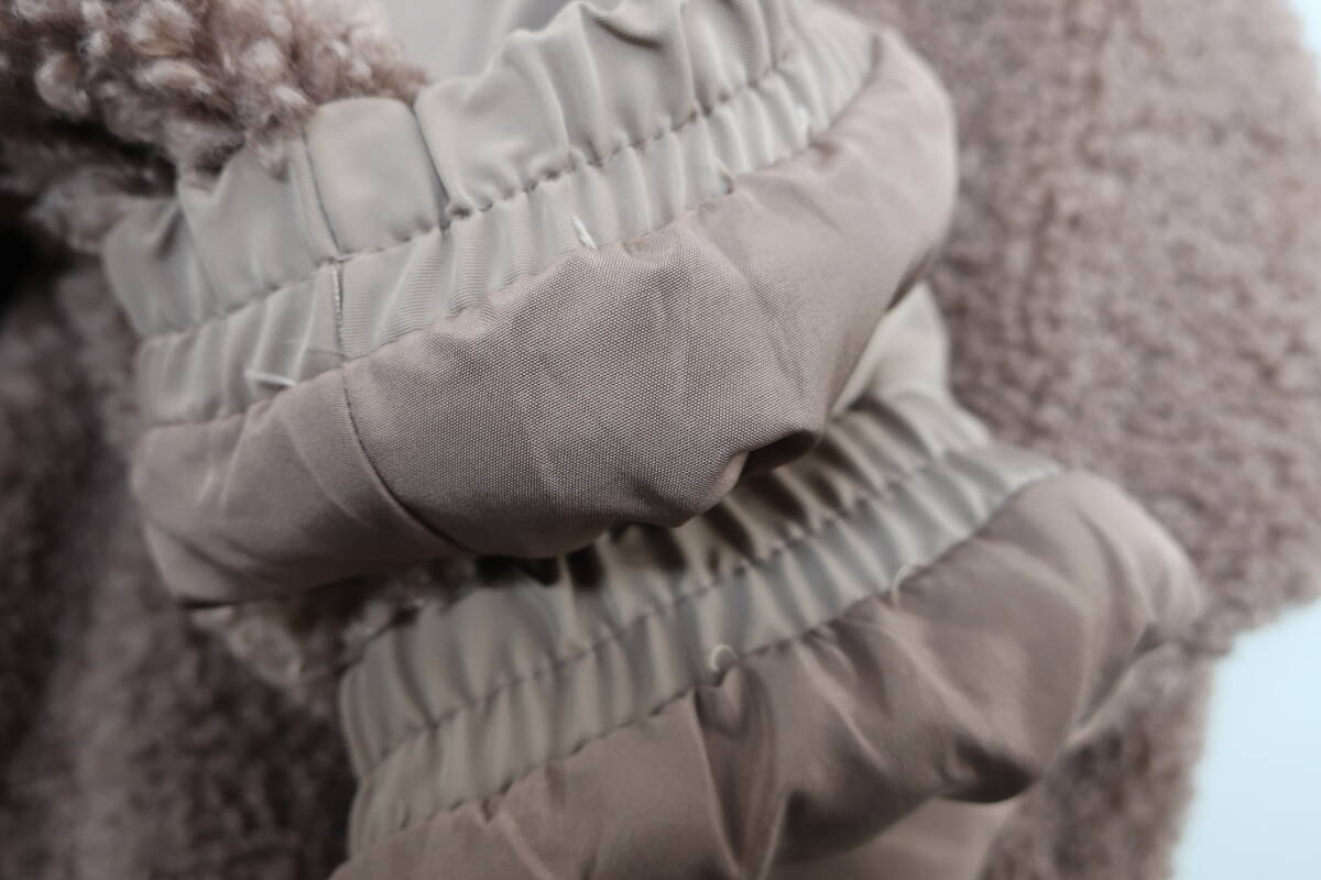 【送900円】1989 ZARA ザラ 中綿入りボアジャケット ショート/クロップド丈 ピンクブラウン アウター ポリ100% ジップアップ L_画像5