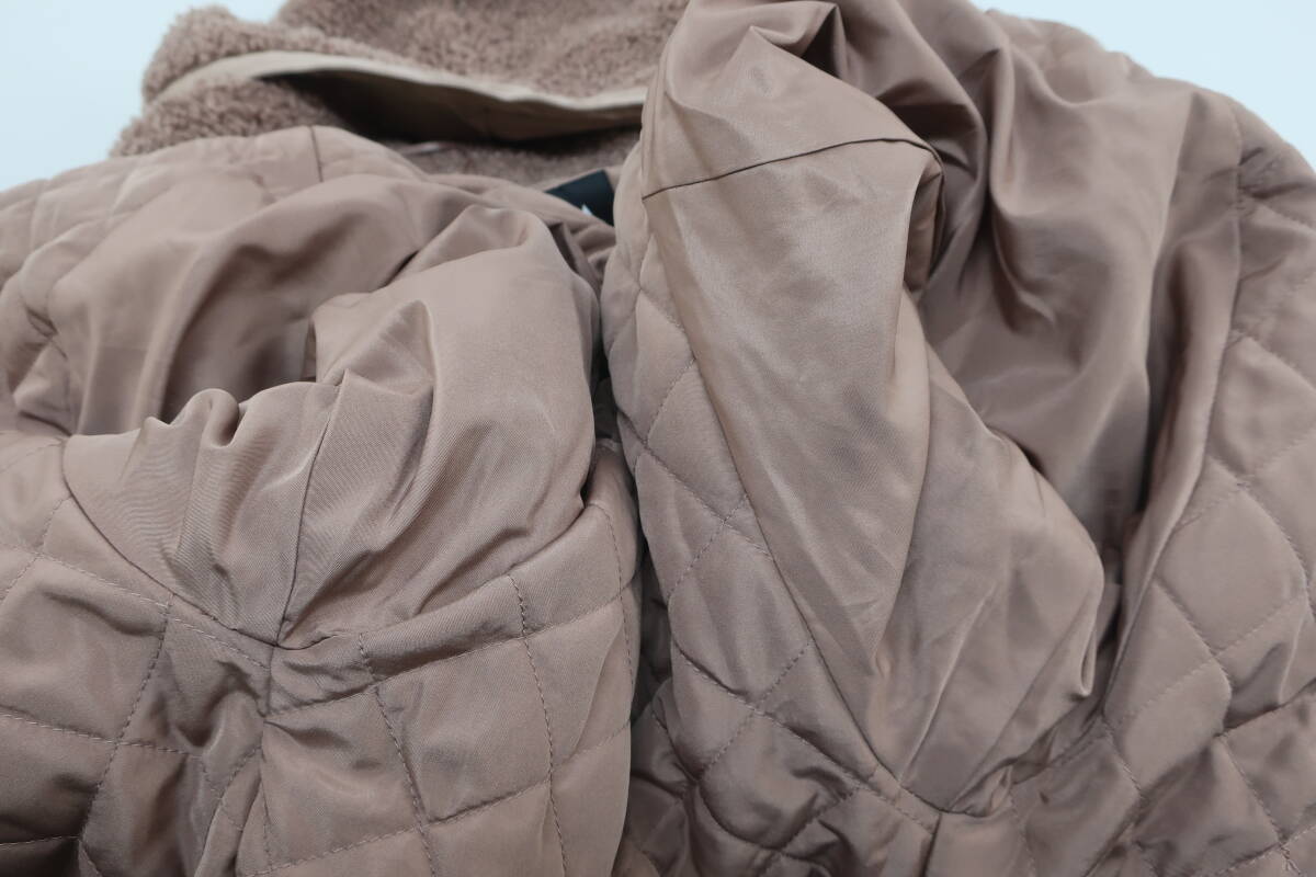 【送900円】1989 ZARA ザラ 中綿入りボアジャケット ショート/クロップド丈 ピンクブラウン アウター ポリ100% ジップアップ L_画像7