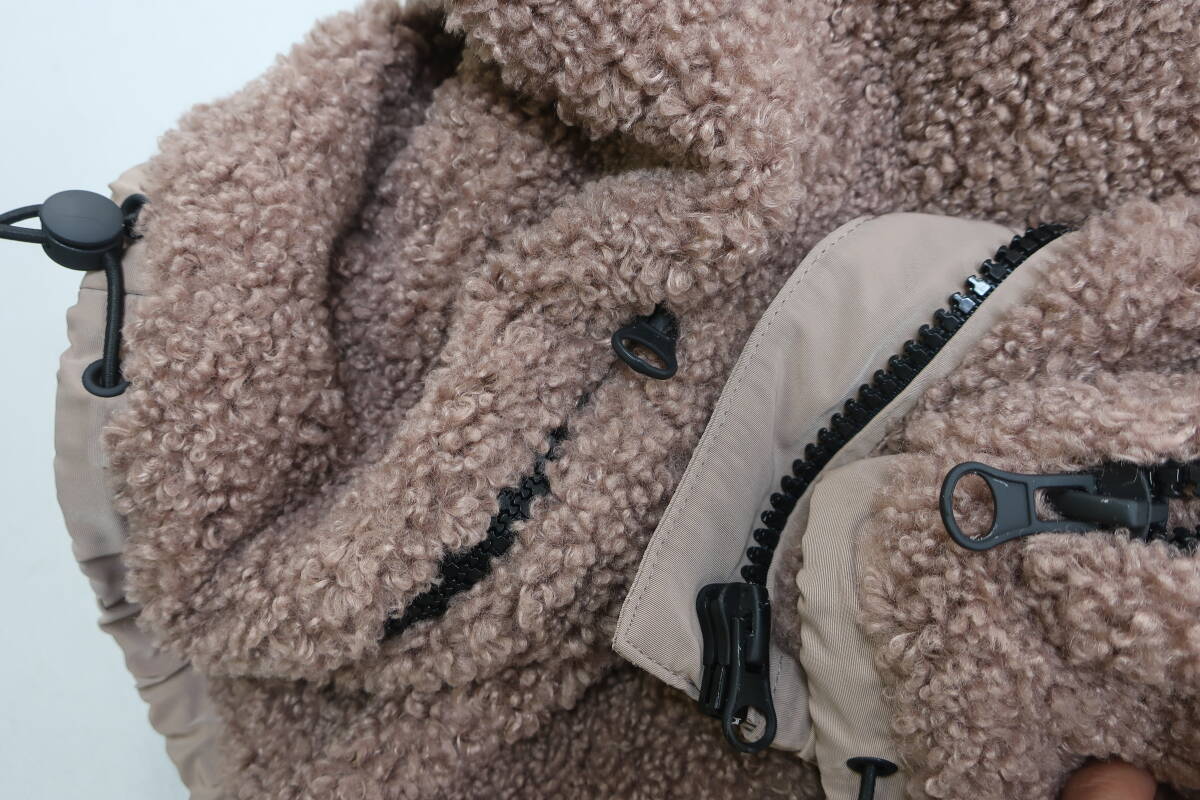 【送900円】1989 ZARA ザラ 中綿入りボアジャケット ショート/クロップド丈 ピンクブラウン アウター ポリ100% ジップアップ L_画像9