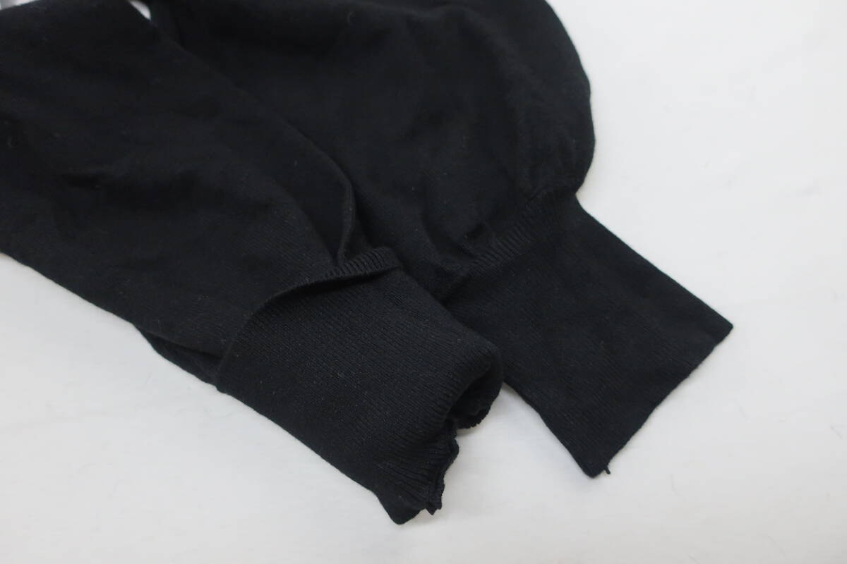 【送900円】2395 未着用品 dazzlin ダズリン ショルダーシアーニット バルーンスリーブ 花飾り パール 長袖 ブラック F _画像8