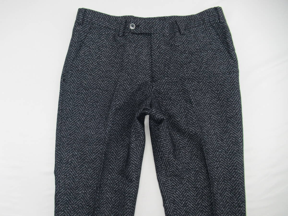 【送900円】1702　未着用品　INTERMEZZO　インターメッツォ　メンズ　スラックス　パンツ　コットン×毛　ヘリンボーン　ウエスト86/50_画像3