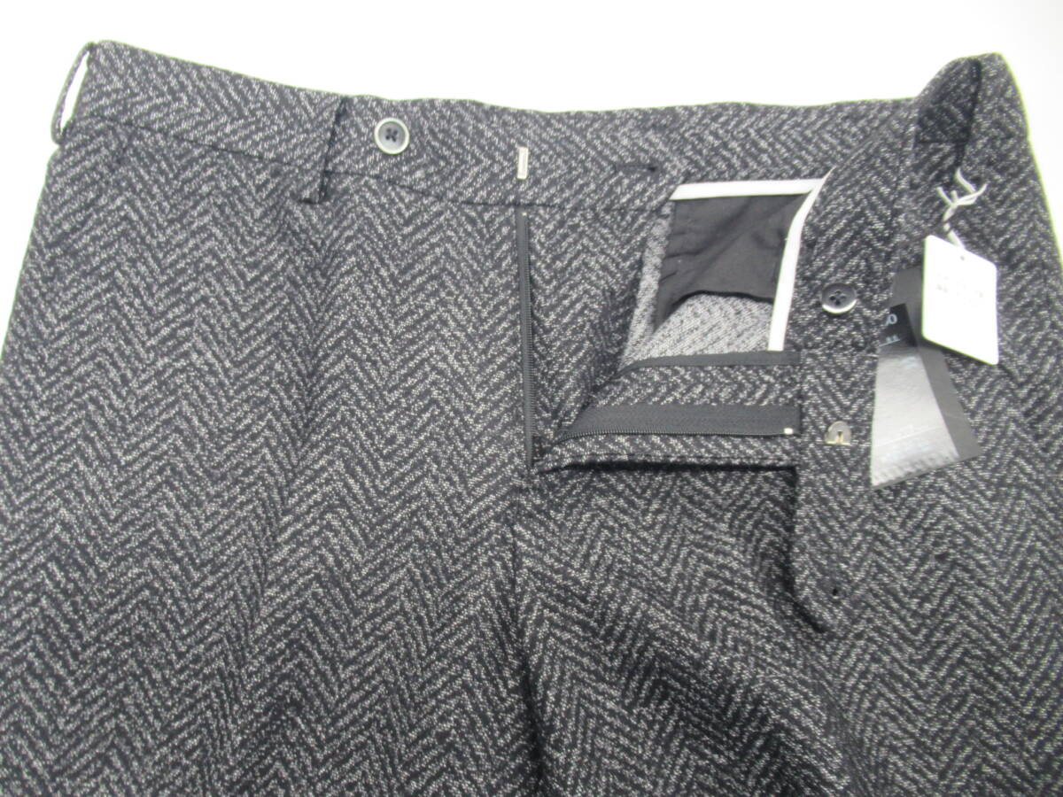 【送900円】1702　未着用品　INTERMEZZO　インターメッツォ　メンズ　スラックス　パンツ　コットン×毛　ヘリンボーン　ウエスト86/50_画像6