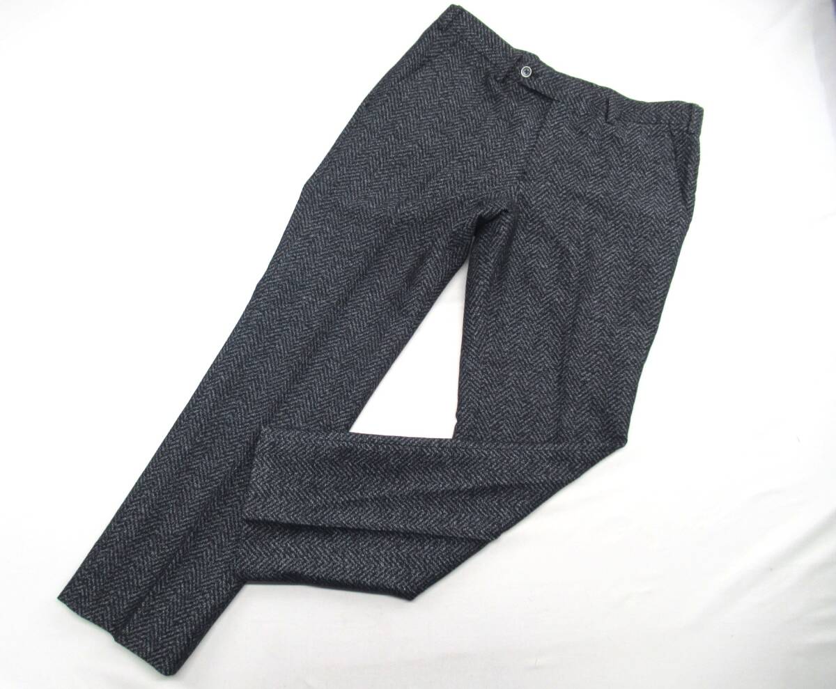 【送900円】1702　未着用品　INTERMEZZO　インターメッツォ　メンズ　スラックス　パンツ　コットン×毛　ヘリンボーン　ウエスト86/50_画像1
