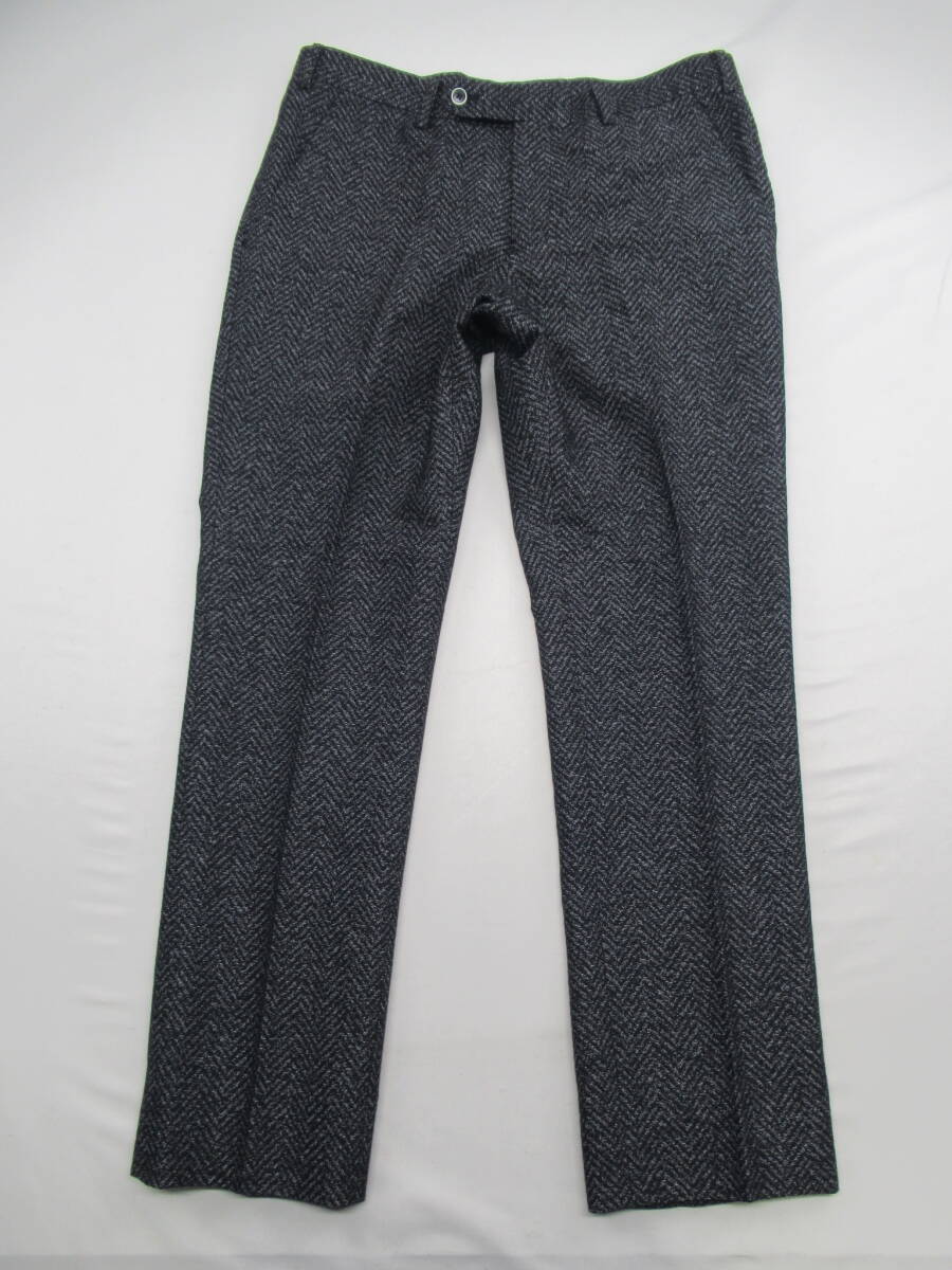 【送900円】1702　未着用品　INTERMEZZO　インターメッツォ　メンズ　スラックス　パンツ　コットン×毛　ヘリンボーン　ウエスト86/50_画像2