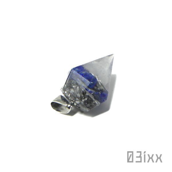 【即決】盛塩 オルゴナイト プチダイヤベース ペンダントトップ ラピスラズリ 瑠璃 真実の石 天然石 お守り 03ixx【9月 12月誕生石】_画像4