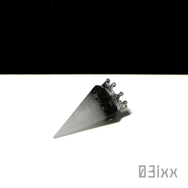 【送料無料・即決】盛塩×天然石 六角錐ミニ 台座つき 白 モリオン黒水晶 ブラッククォーツ 魔除けの石 天然石 インテリア お守り 03ixx_画像2