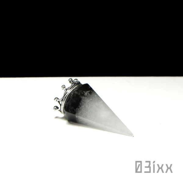 【送料無料・即決】盛塩×天然石 六角錐ミニ 台座つき 白 モリオン黒水晶 ブラッククォーツ 魔除けの石 天然石 インテリア お守り 03ixx_画像4
