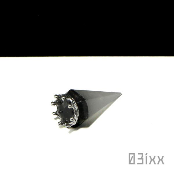 【送料無料・即決】盛塩×天然石 六角錐ミニ 台座つき 白 モリオン黒水晶 ブラッククォーツ 魔除けの石 天然石 インテリア お守り 03ixx_画像5