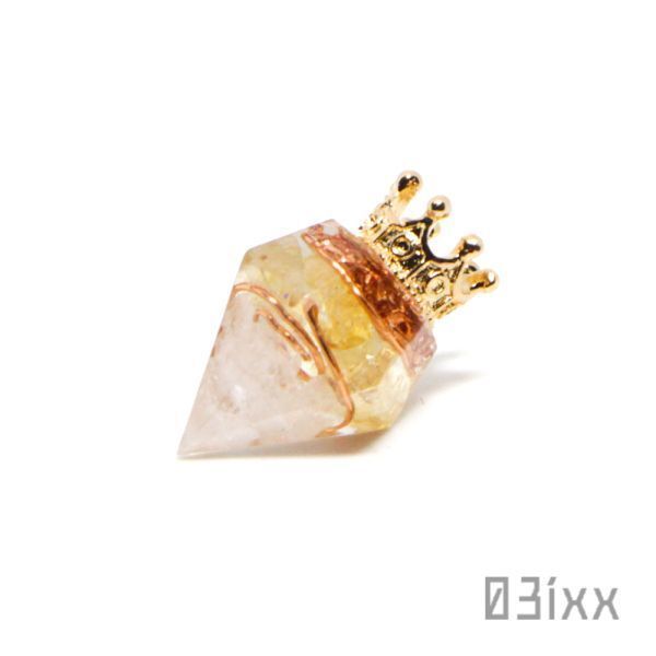 【即決】盛塩オルゴナイト プチダイヤ 白 シトリン 黄水晶 繁栄の石 天然石 インテリア お守り 浄化 03ixx【11月誕生石】_画像2