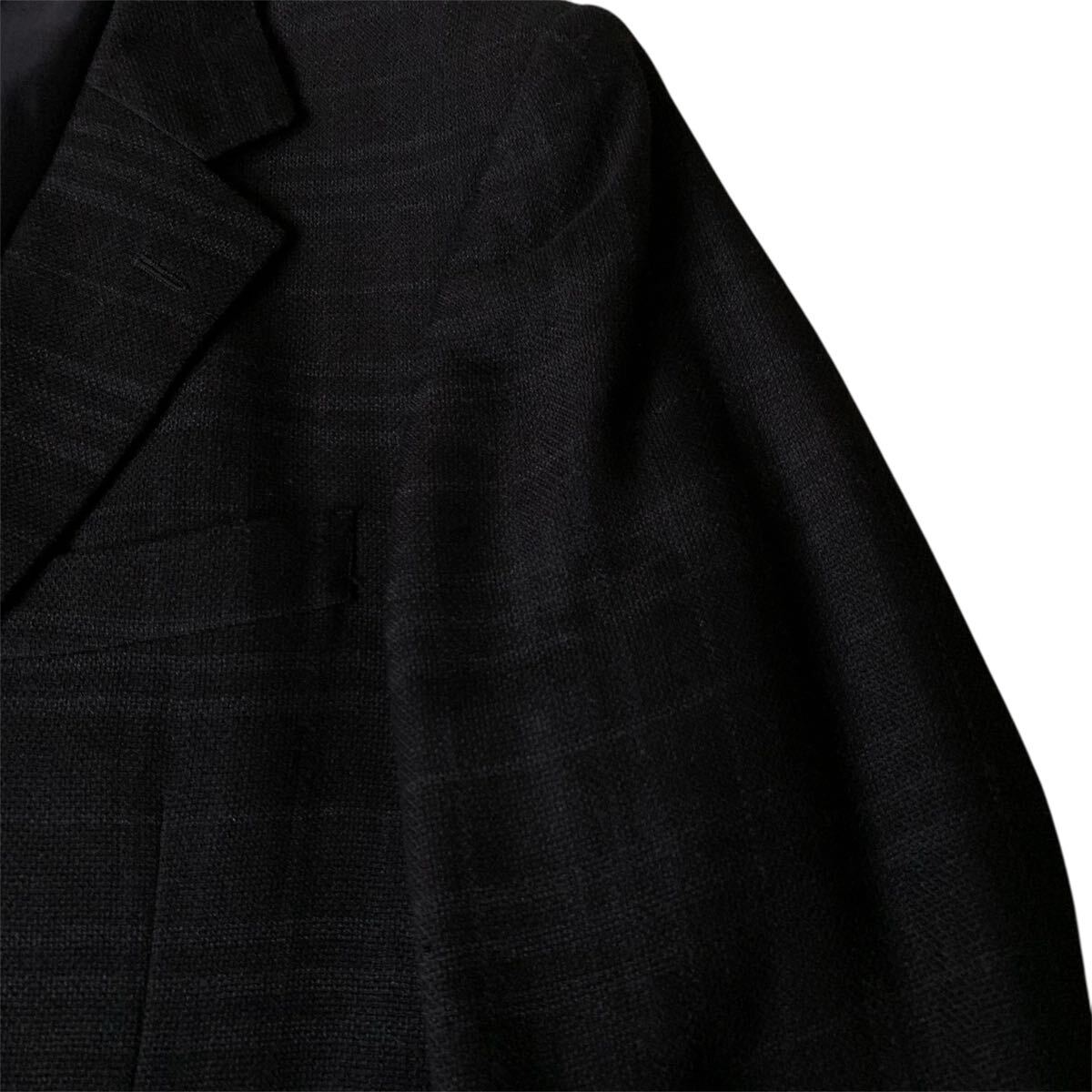 送料込！美品★BURBERRY LONDON バーバリーロンドン★チェック柄ウールリネンテーラードジャケット175/A6★_画像6