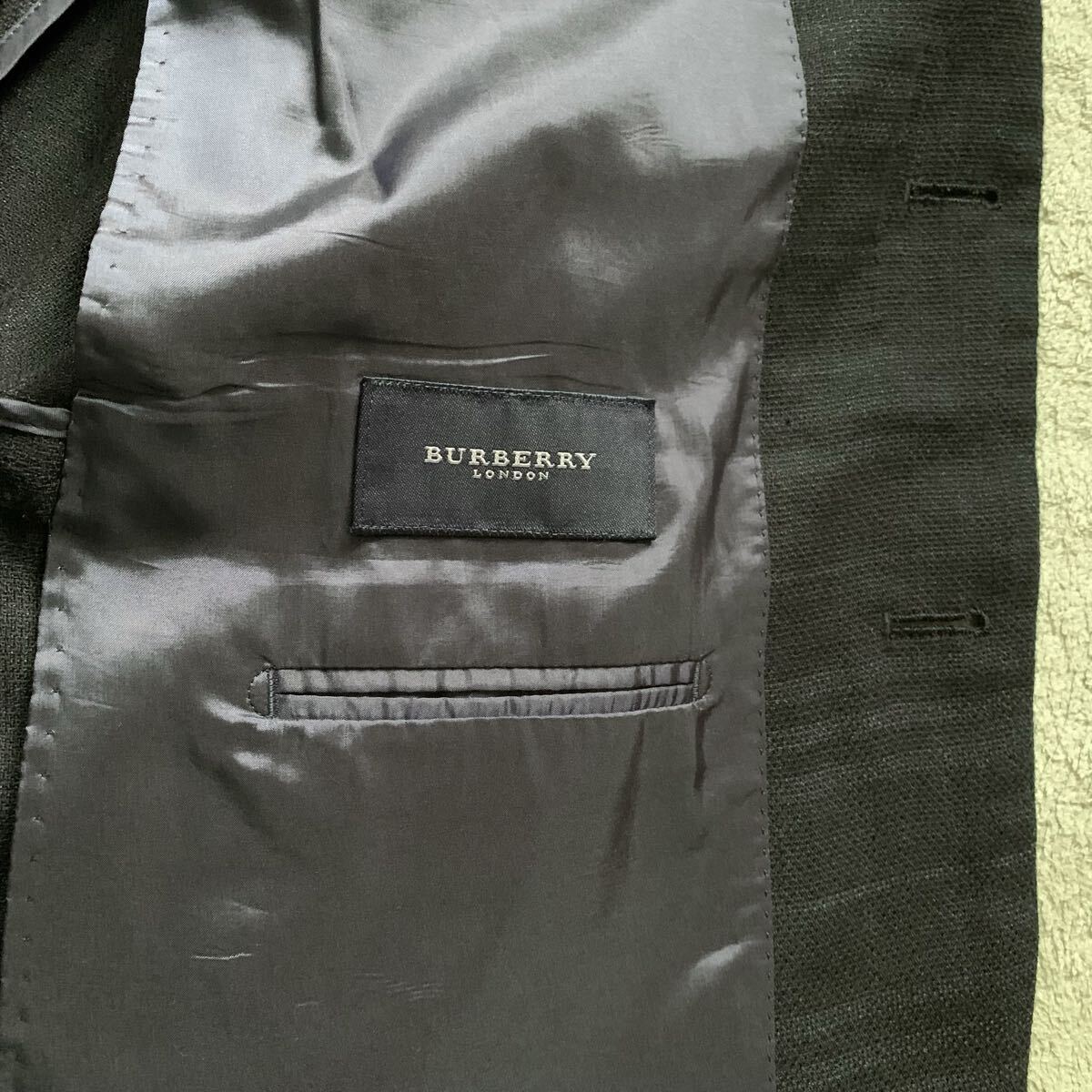 送料込！美品★BURBERRY LONDON バーバリーロンドン★チェック柄ウールリネンテーラードジャケット175/A6★_画像7