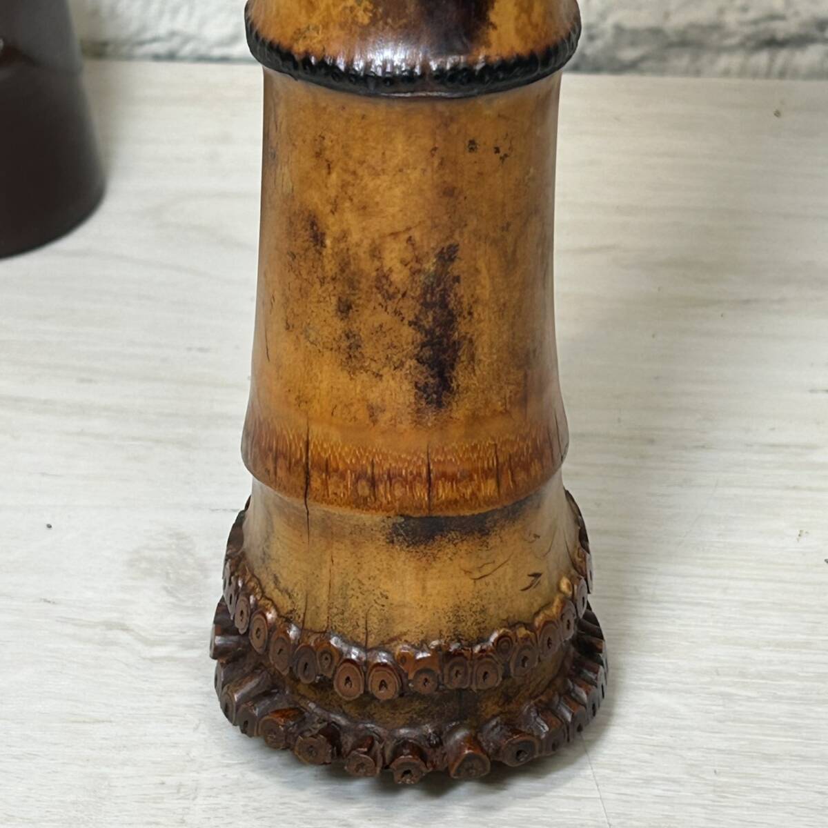 【YH-3903】保管品 尺八 在銘あり 翠光 全長約55cm 都山流 銀三線籐巻き 銀三線 和楽器 中継ぎ 管楽器 楽器 保管袋付き_画像5