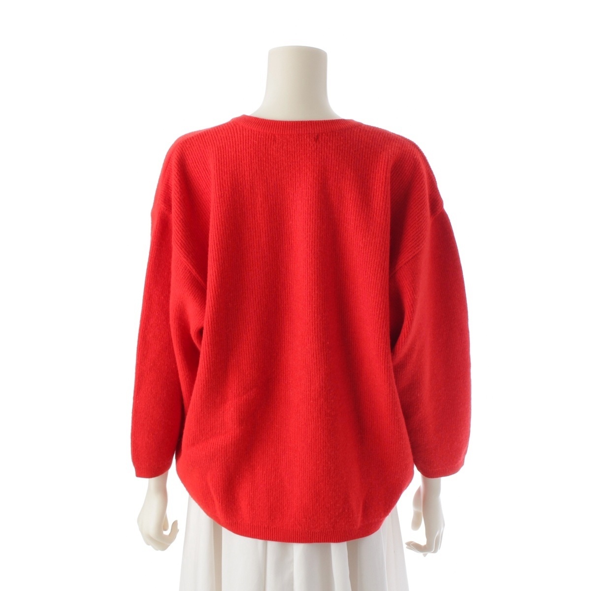イッセイミヤケ 80s ウール アクリル 筆タグ ドルマンスリーブ Vネック ニット セーター レッド M【中古】_画像4