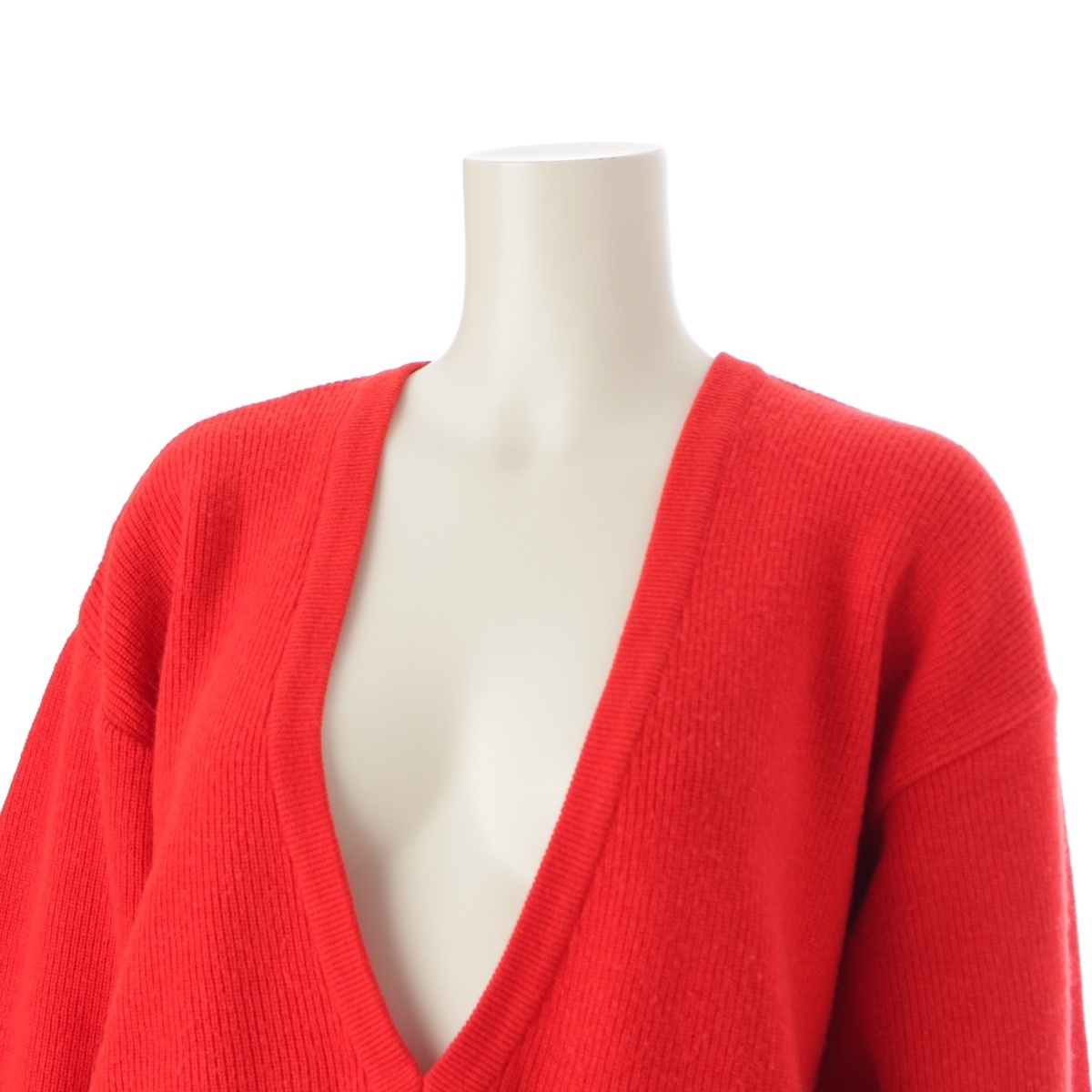 イッセイミヤケ 80s ウール アクリル 筆タグ ドルマンスリーブ Vネック ニット セーター レッド M【中古】_画像5