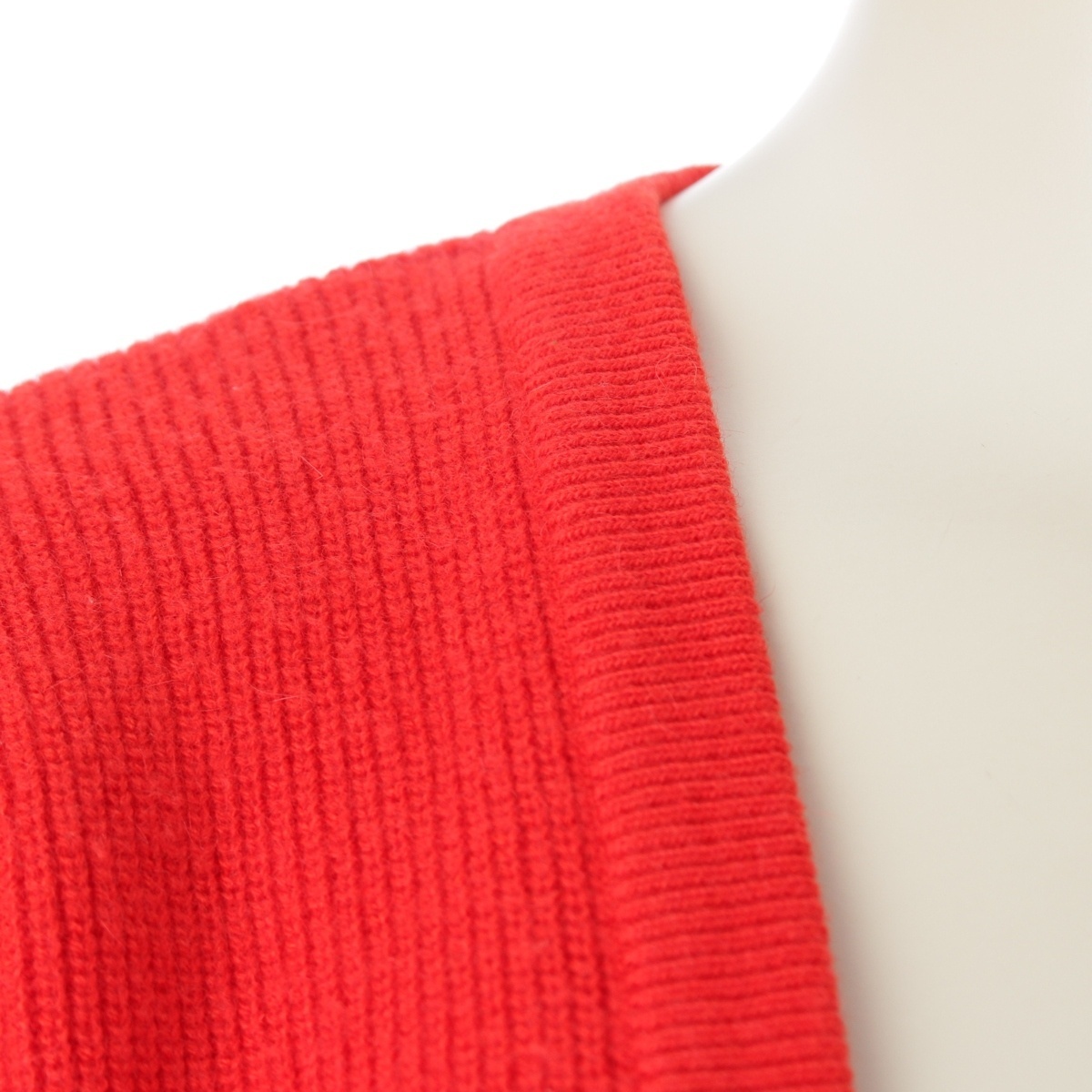 イッセイミヤケ 80s ウール アクリル 筆タグ ドルマンスリーブ Vネック ニット セーター レッド M【中古】_画像8