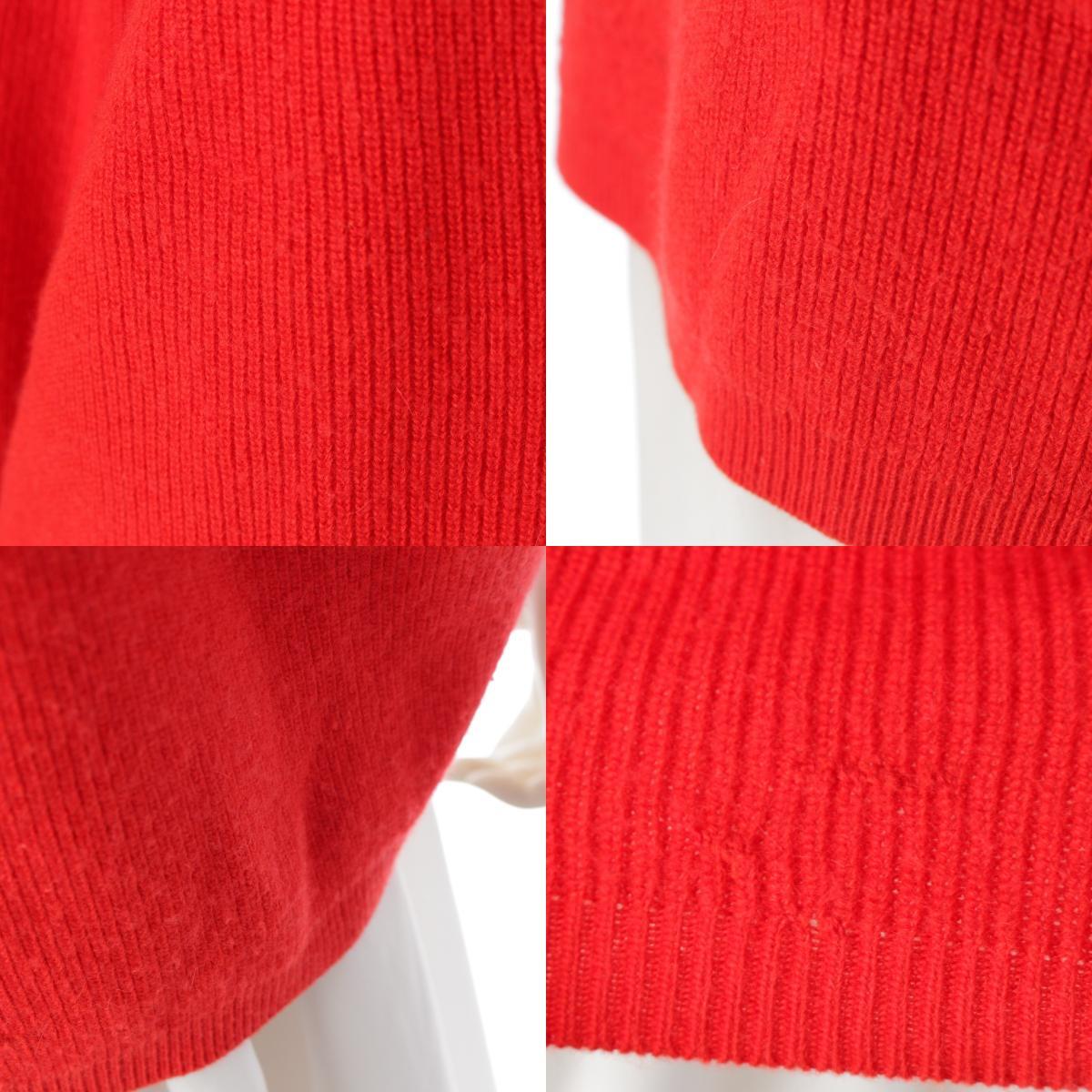 イッセイミヤケ 80s ウール アクリル 筆タグ ドルマンスリーブ Vネック ニット セーター レッド M【中古】_画像9