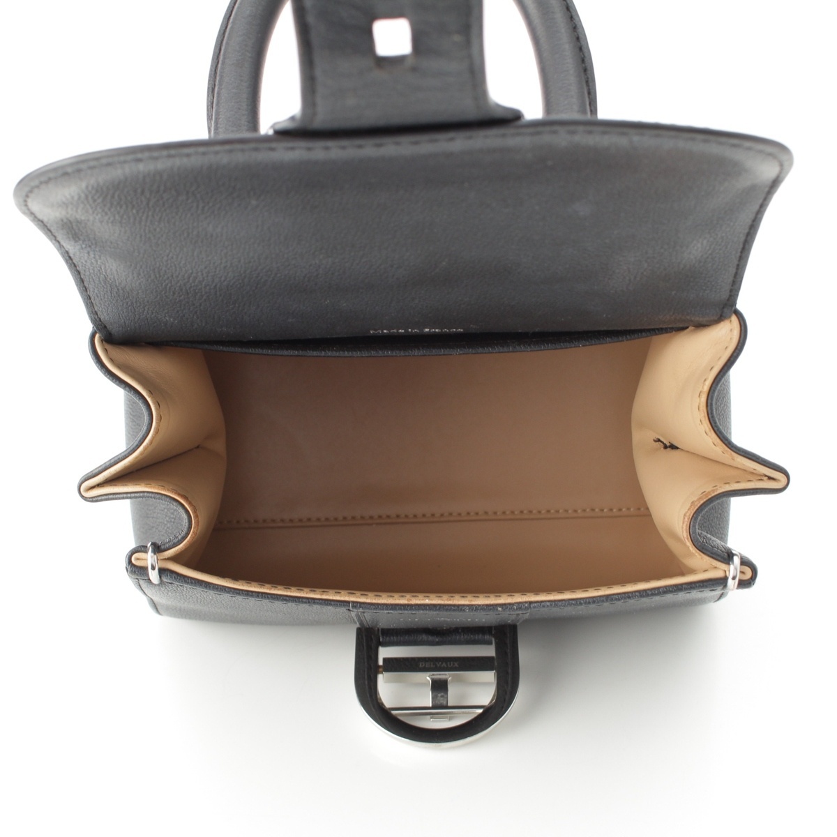 デルヴォー ブリヨン ミニ ロデオカーフ 2WAY ショルダー ハンドバッグ ブラック【中古】_画像6