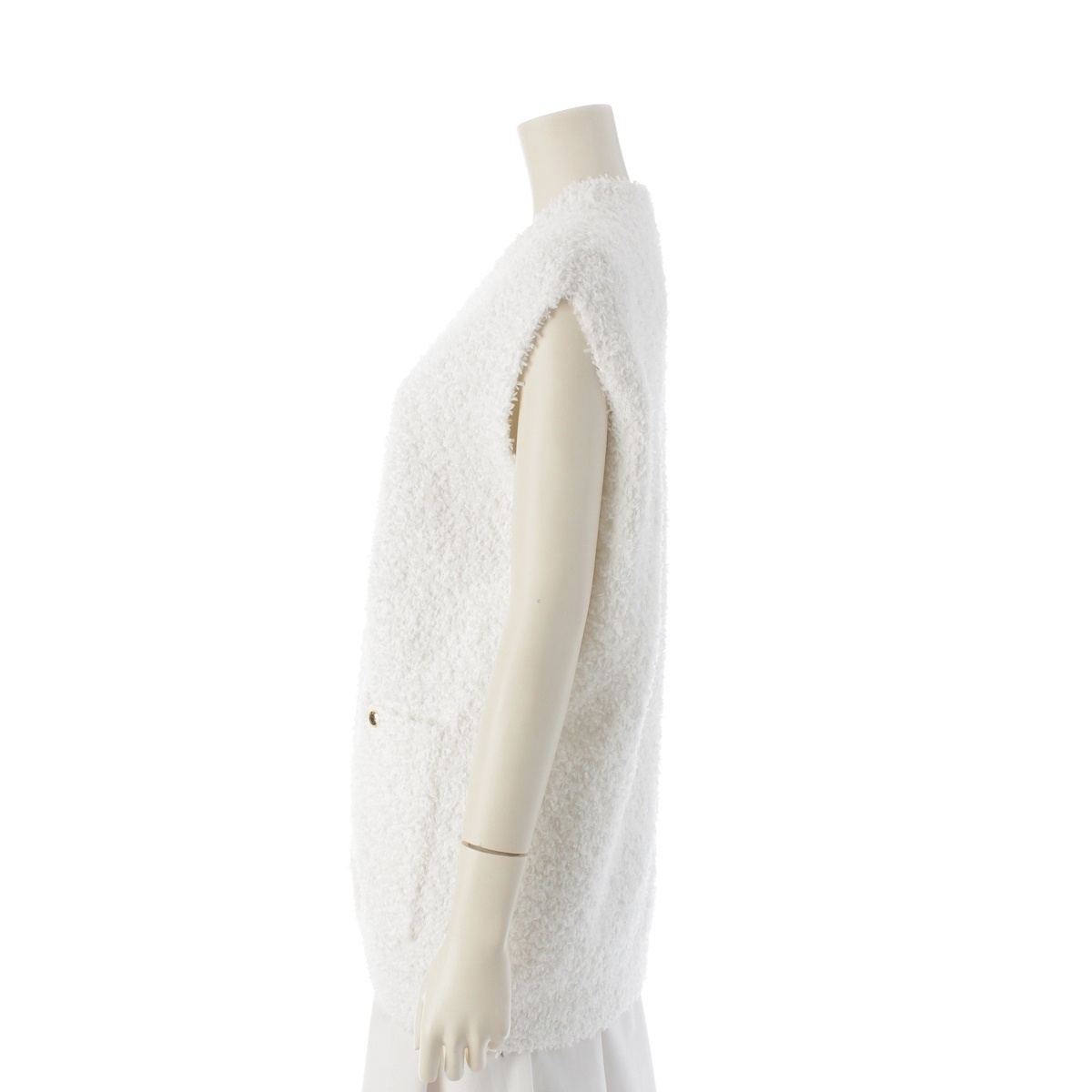 ドゥロワー 23年 SPRING 5G天竺編み 金ボタン ニット ジレ ベスト 6515-199-0567 ホワイト【中古】_画像3