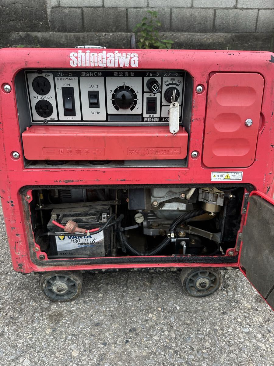 （動作確認済み）新ダイワ 防音型ガソリンエンジン溶接機/インバータ発電機 EGW150MC-c エンジン ok !!（発送可能）バッテリーok !! _画像3
