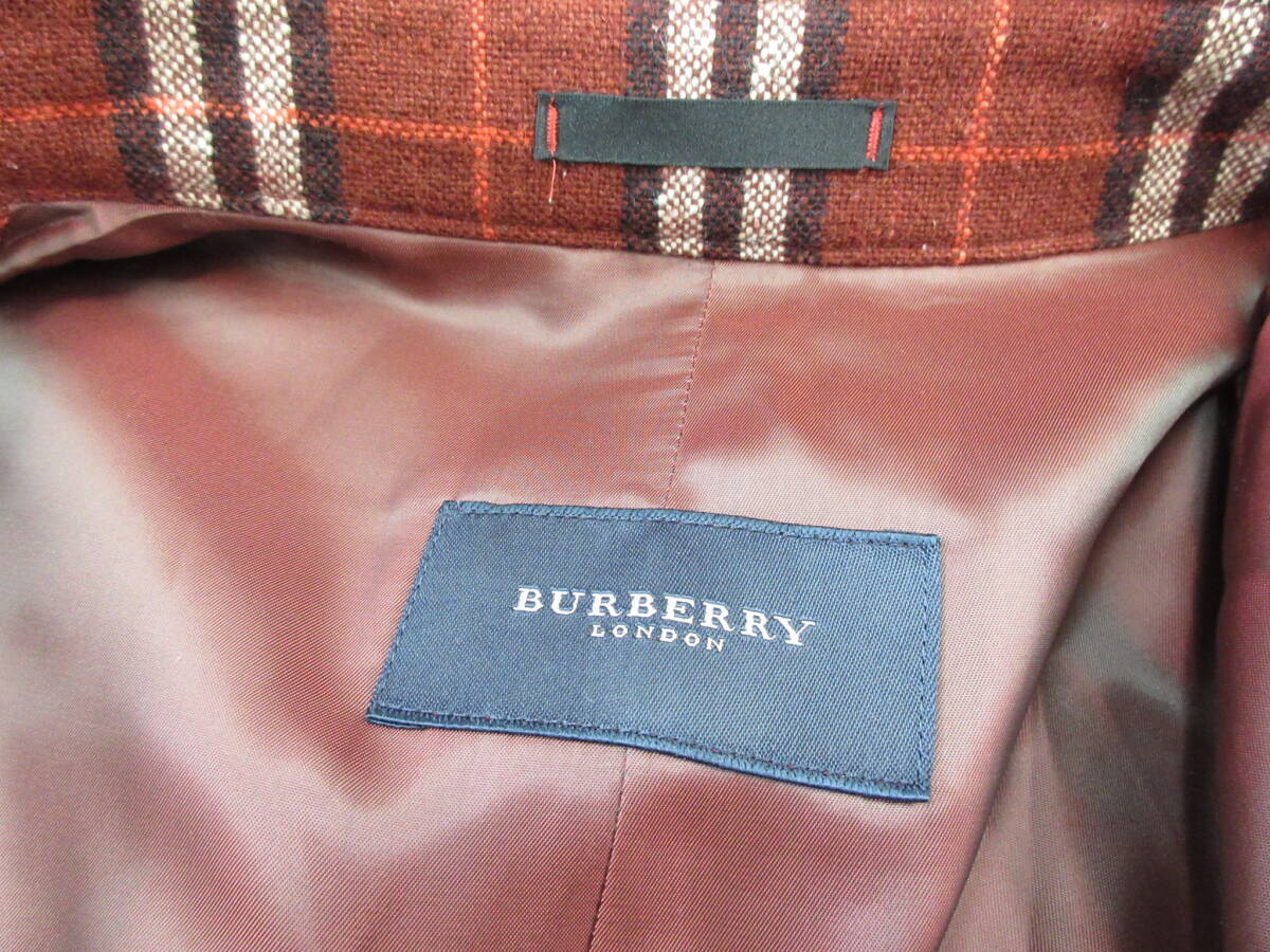 BURBERRY LONDON バーバリー チェック ウールジャケット アンゴラ混 マルチカラー LLサイズ 赤系 シャツ 中古現状_画像8