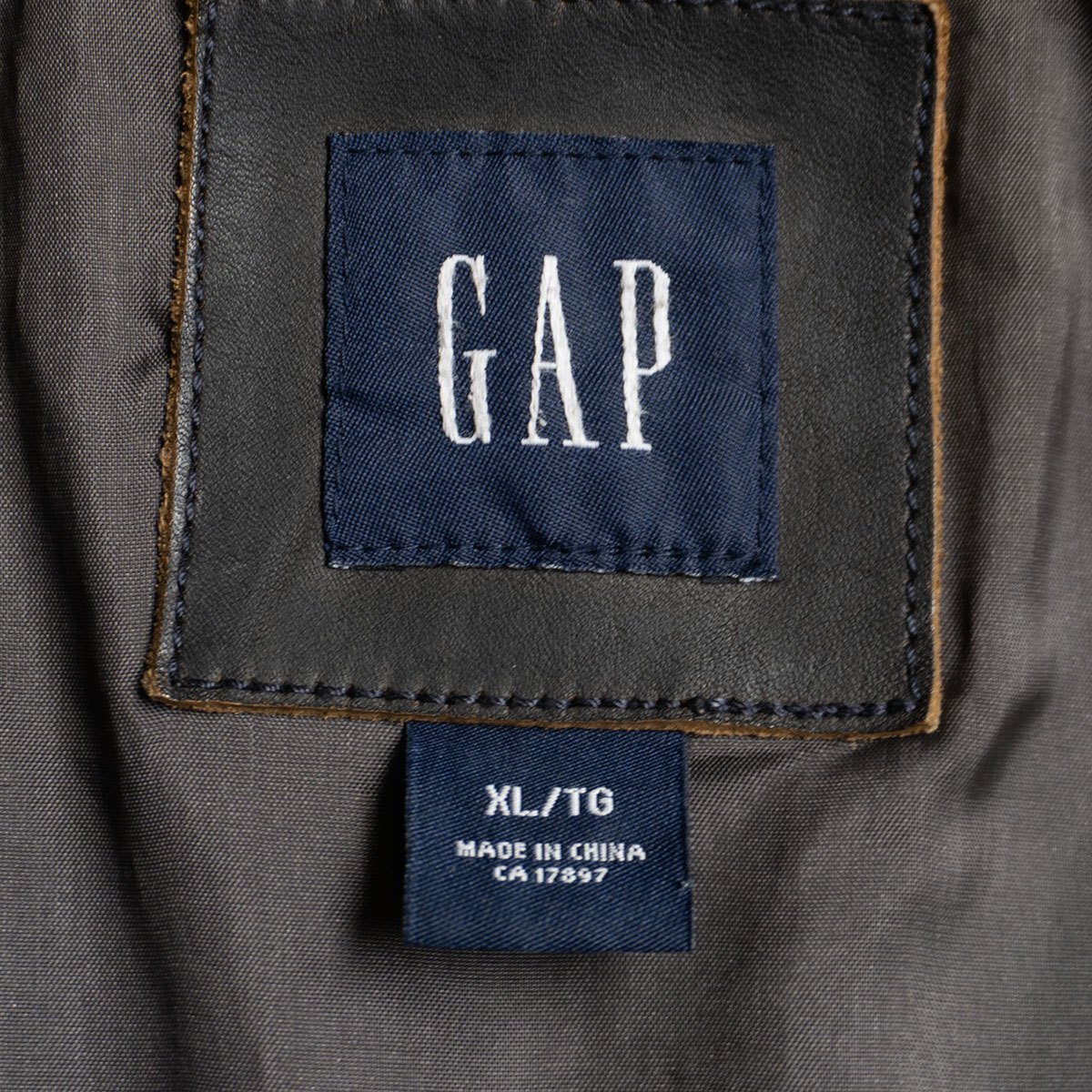 【美品】OLD GAP【エイジング加工 レザー ジャケット】 XL ブラック ギャップ 古着 25101050_画像3