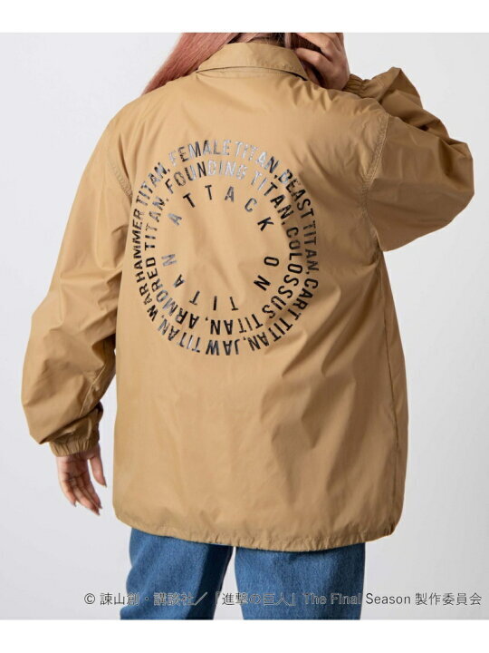 希少 進撃の巨人 × SiM × WEGO コラボ コーチジャケット ベージュ L ウィゴー シム アニメ ロック Attack on Titan jacket ナイロン _画像2
