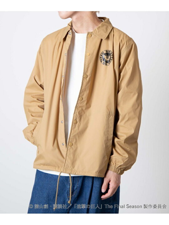 希少 進撃の巨人 × SiM × WEGO コラボ コーチジャケット ベージュ L ウィゴー シム アニメ ロック Attack on Titan jacket ナイロン _画像3