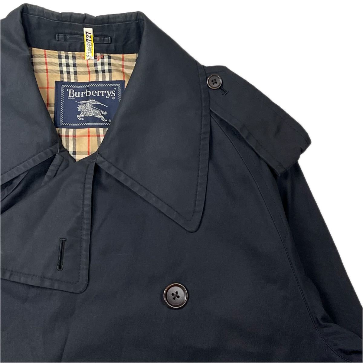 一枚袖　70s〜 Burberrys バーバリー トレンチコート ヴィンテージ BBA12-902-09 コットン ブラック 日本製 VINTAGE 古着 裏地チェック_画像3