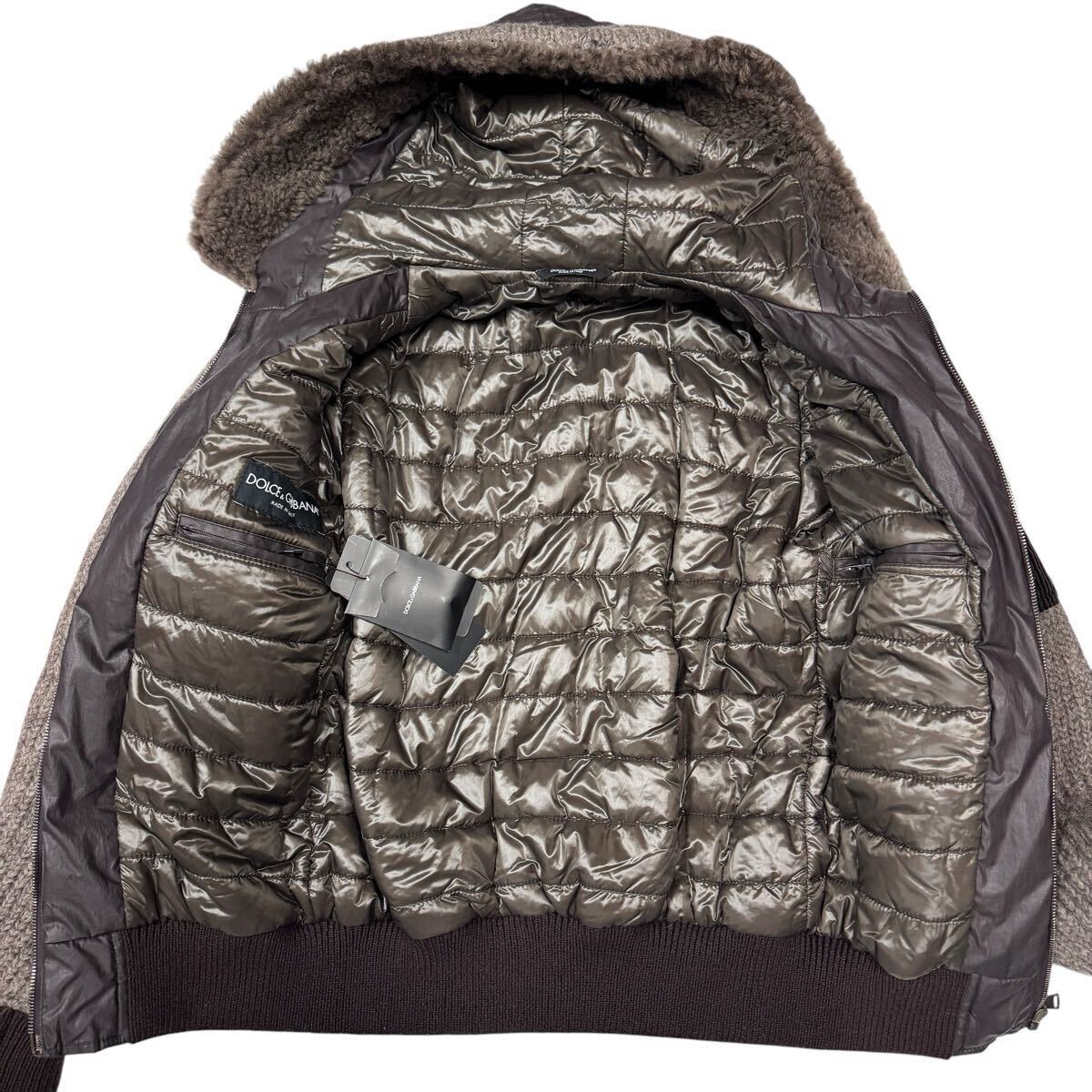 タグ付き 定価22万 DOLCE&GABBANA ドルチェアンドガッバーナ 中綿ブルゾン ボアジャケット ウール ナイロン メンズ44 紳士服【c2581】_画像6