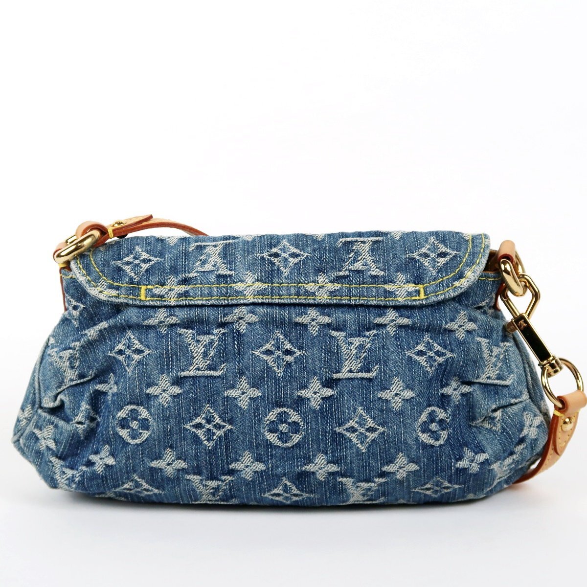 【超美品】LOUIS VUITTON ヴィトン ミニプリーティ モノグラム デニム ショルダーバッグ ポーチ ブルー系 小物入れ【TN30】_画像2