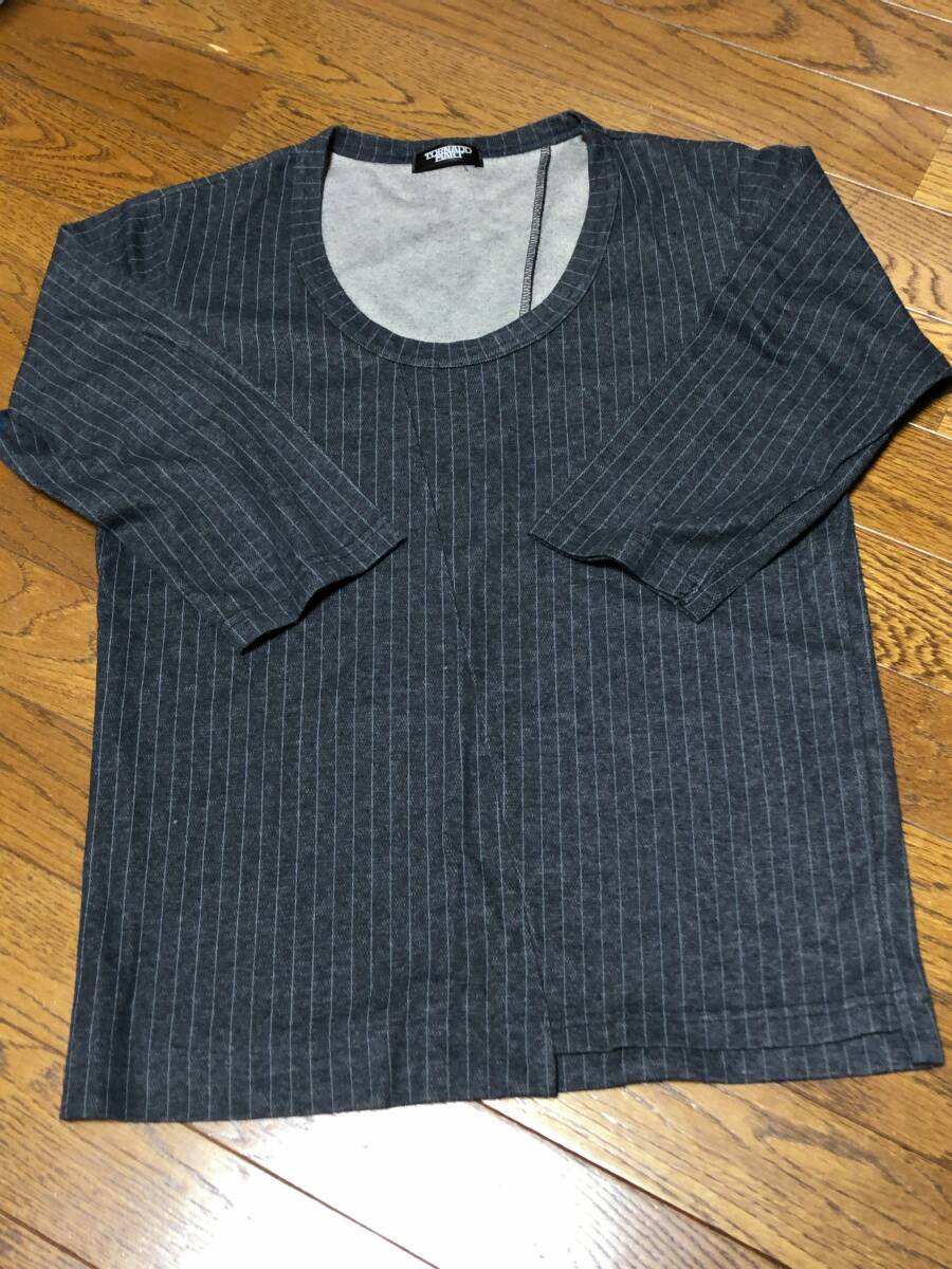 ★TORNADE MARTトルネードマート　5分袖ストライプカットソー　custum culture 5351 POUR LES HOMMES ZAZOUS glam rock gothic_画像1
