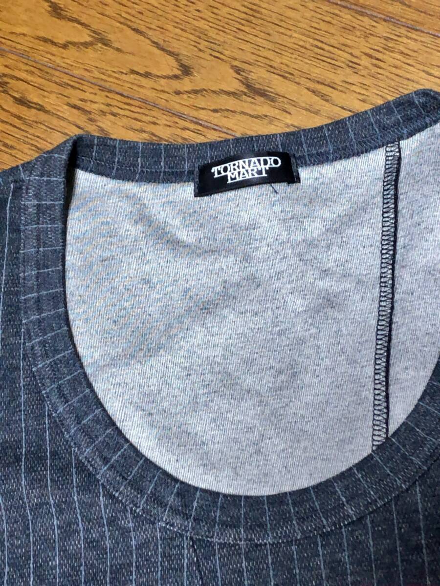 ★TORNADE MARTトルネードマート　5分袖ストライプカットソー　custum culture 5351 POUR LES HOMMES ZAZOUS glam rock gothic_画像2