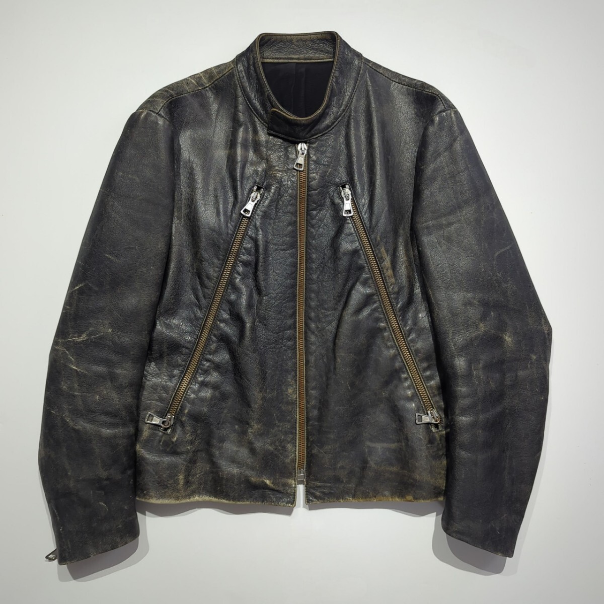 初期 02AW マルタン マルジェラ 本人期 八の字 ライダース レザージャケット エイジング加工 maison margiela 46_画像1
