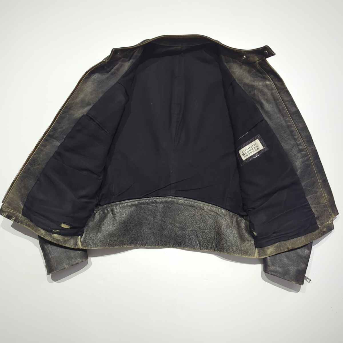 初期 02AW マルタン マルジェラ 本人期 八の字 ライダース レザージャケット エイジング加工 maison margiela 46_画像3