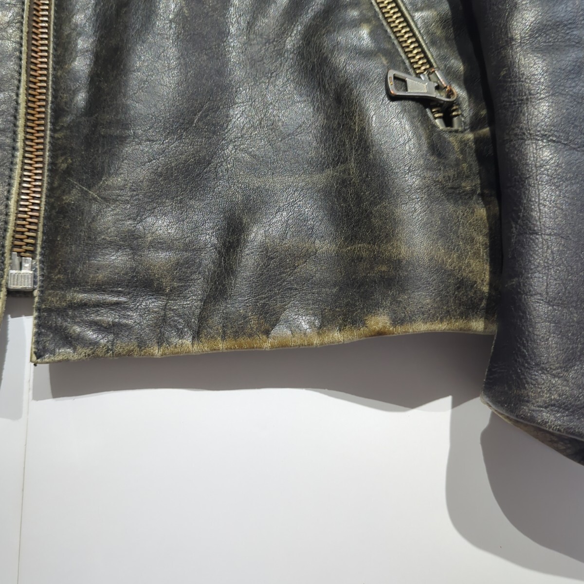 初期 02AW マルタン マルジェラ 本人期 八の字 ライダース レザージャケット エイジング加工 maison margiela 46_画像4