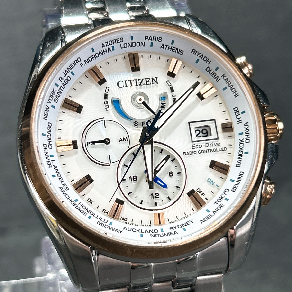 美品 限定モデル CITIZEN シチズン エコドライブ 腕時計 AT9064-53A H820-T021701 電波ソーラー ダブルダイレクトフライト 動作確認済_画像1