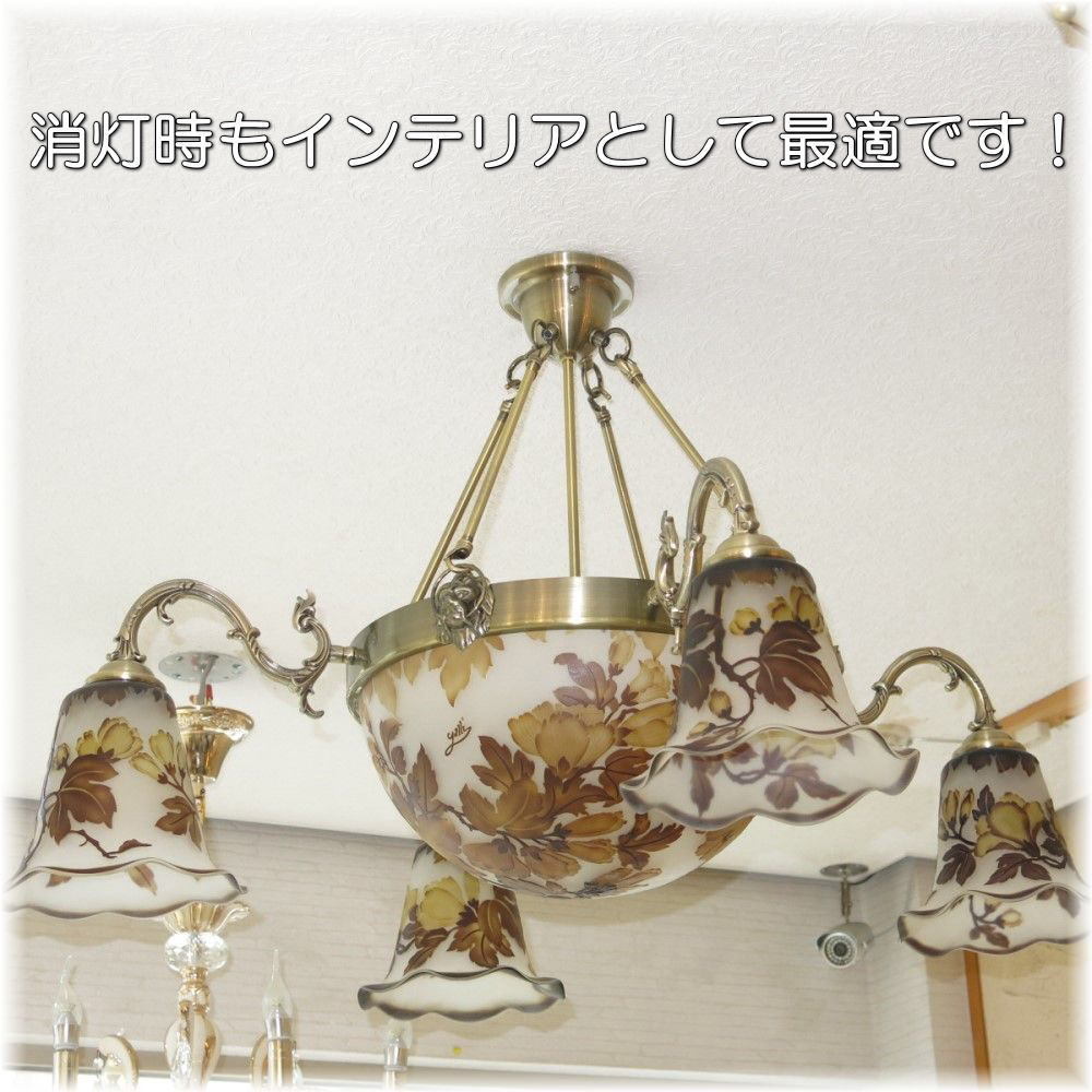 【LED付き!】豪華!ガレ 風 led ガラス工芸 アンティーク シャンデリア シャンデリア照明 シーリングライト ビーズ 安い 北欧 レトロ_画像7