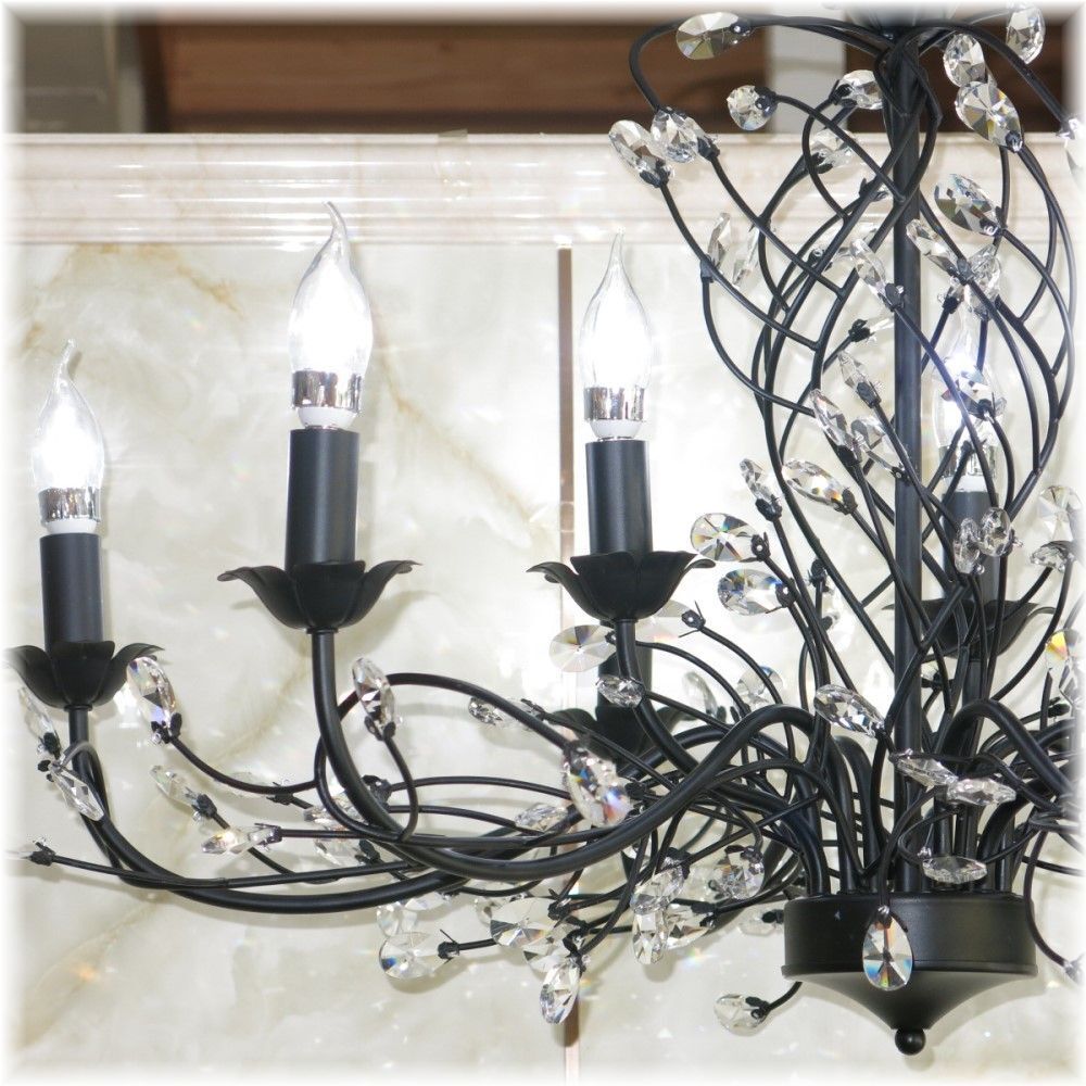 【送料無料!】★超激安即決!★新品・アンティーク調 ブラックアイアン キャンドル9灯 LEDクリスタルシャンデリア_画像4