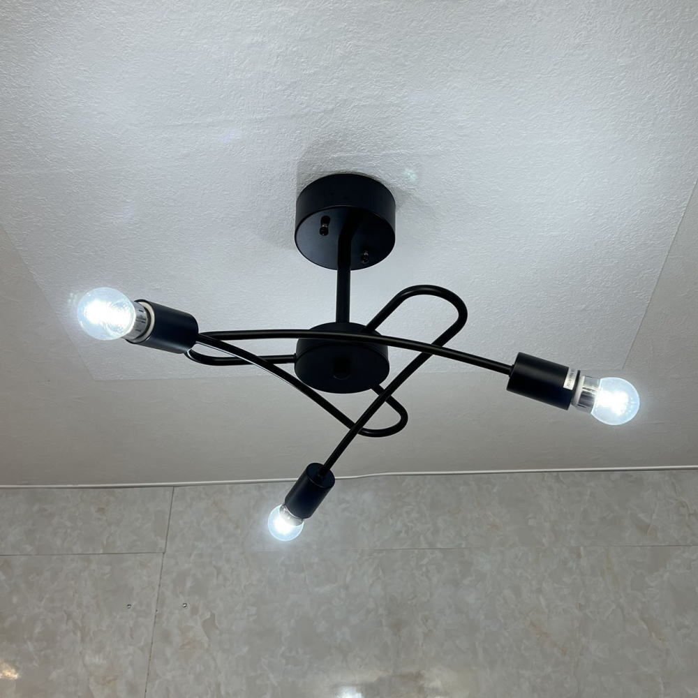 【LED付き！】引掛けシーリング対応 LED 3灯 シンプル ブラック アイアン シーリングトライト 直径53cm PSE認定 送料無料 led 安い 北欧_画像7